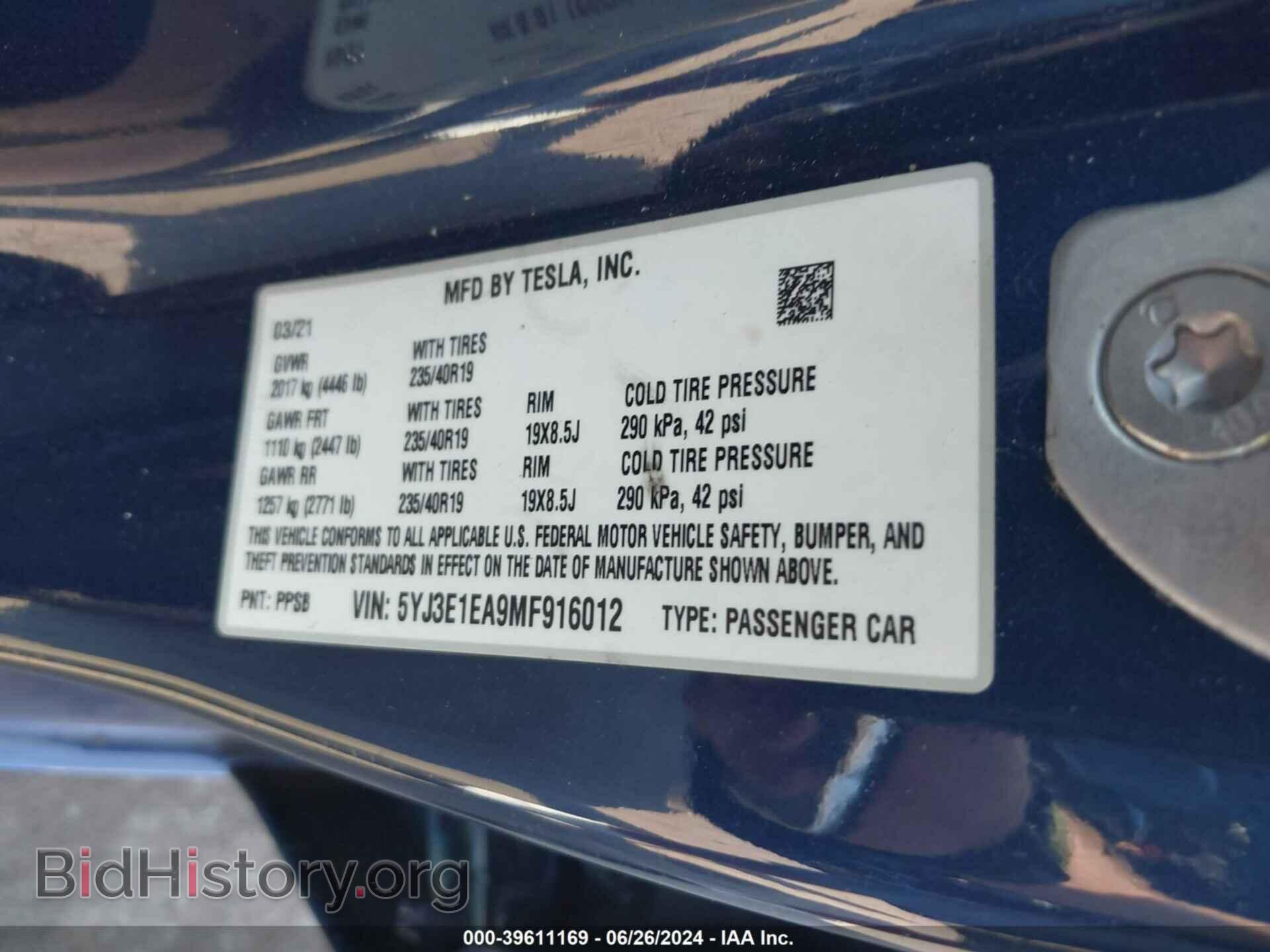 2021 TESLA MODEL 3 - VIN: 5YJ3E1EA9MF916012 - Photo 9