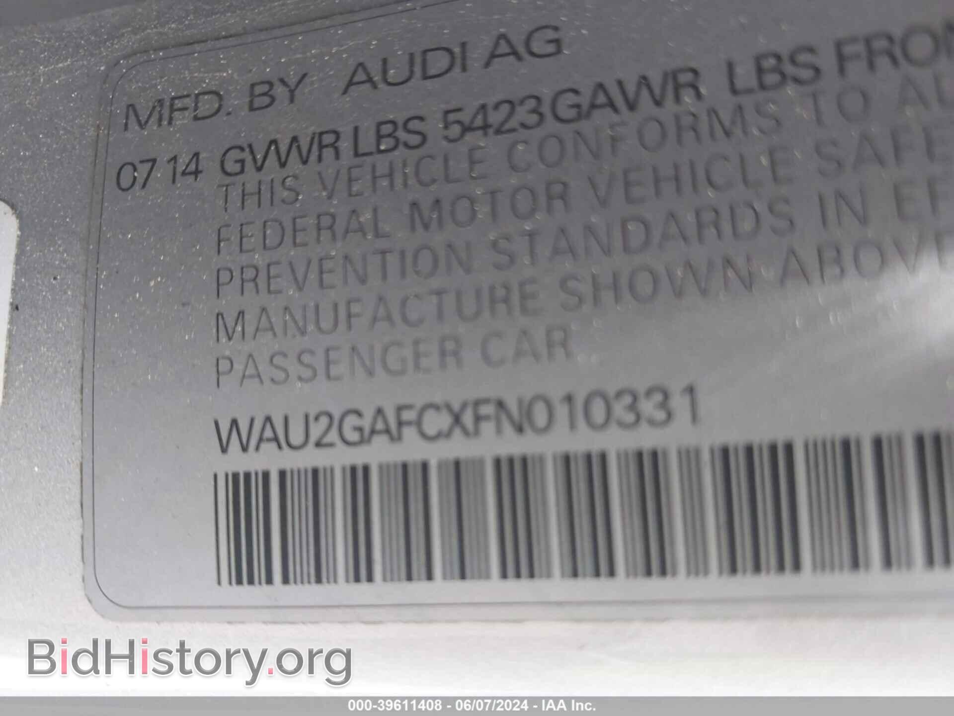 2015 AUDI A7 - VIN: WAU2GAFCXFN010331 - Фото 9