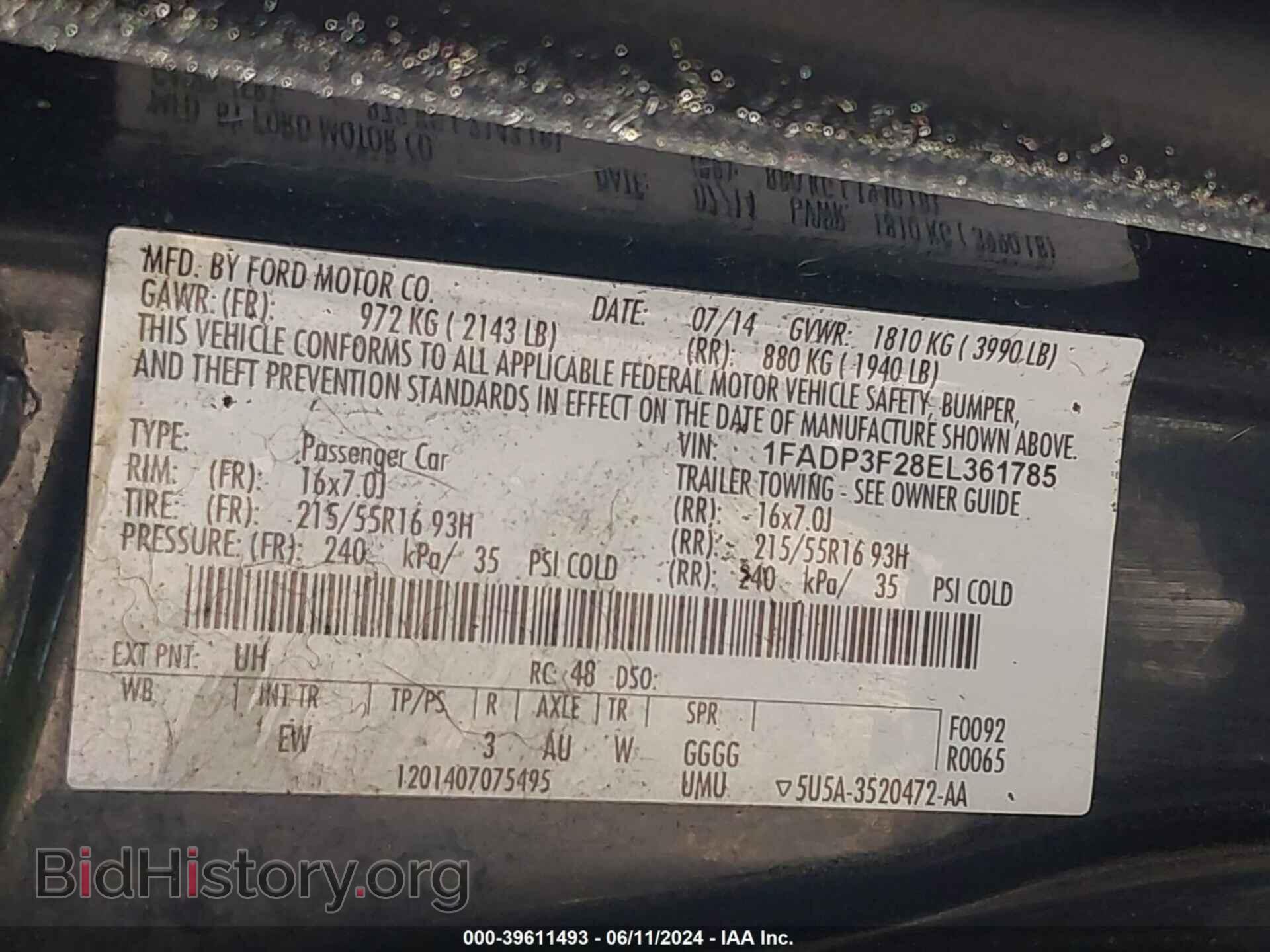 2014 FORD FOCUS - VIN: 1FADP3F28EL361785 - Photo 9
