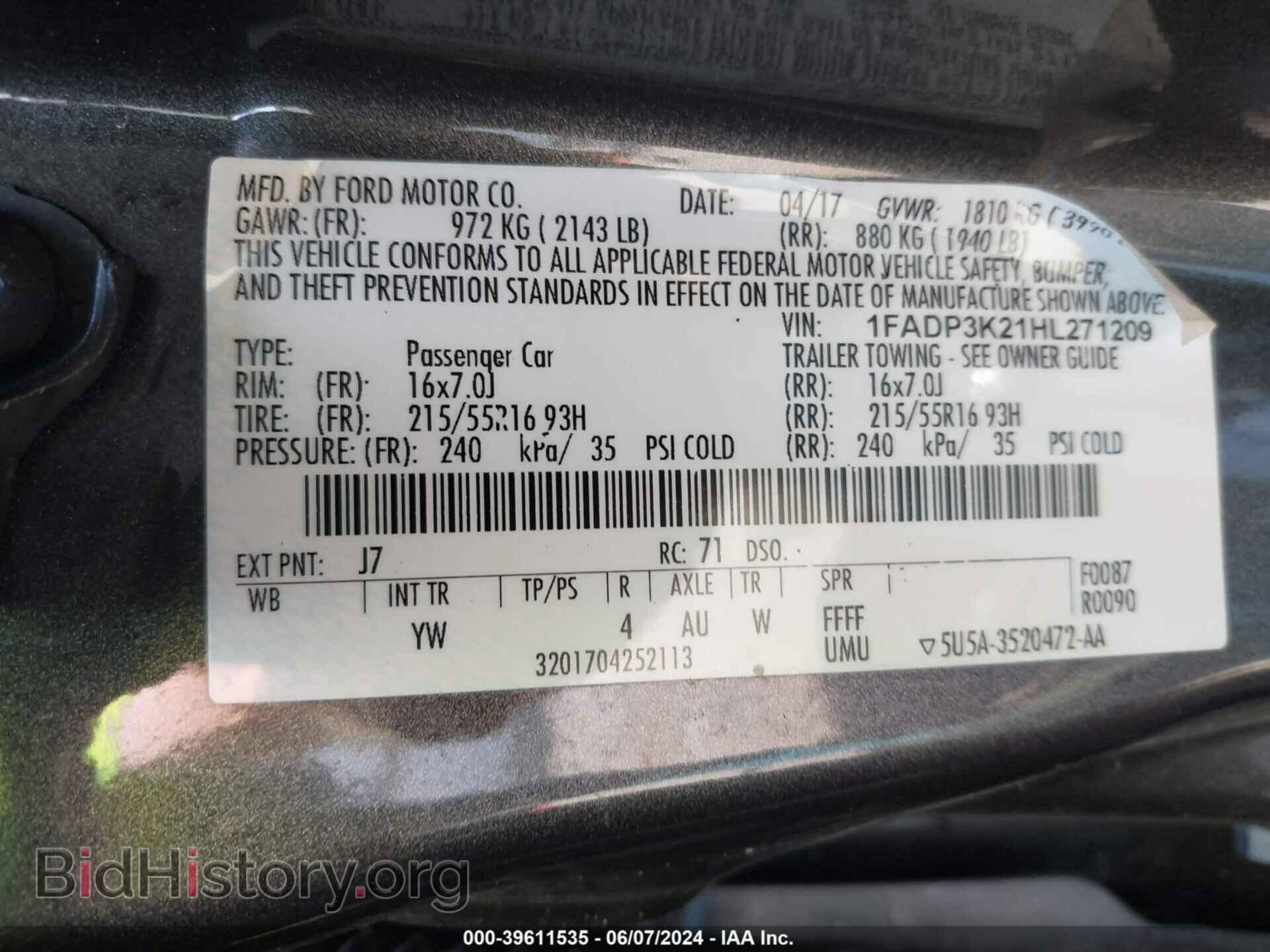 2017 FORD FOCUS - VIN: 1FADP3K21HL271209 - Фото 9
