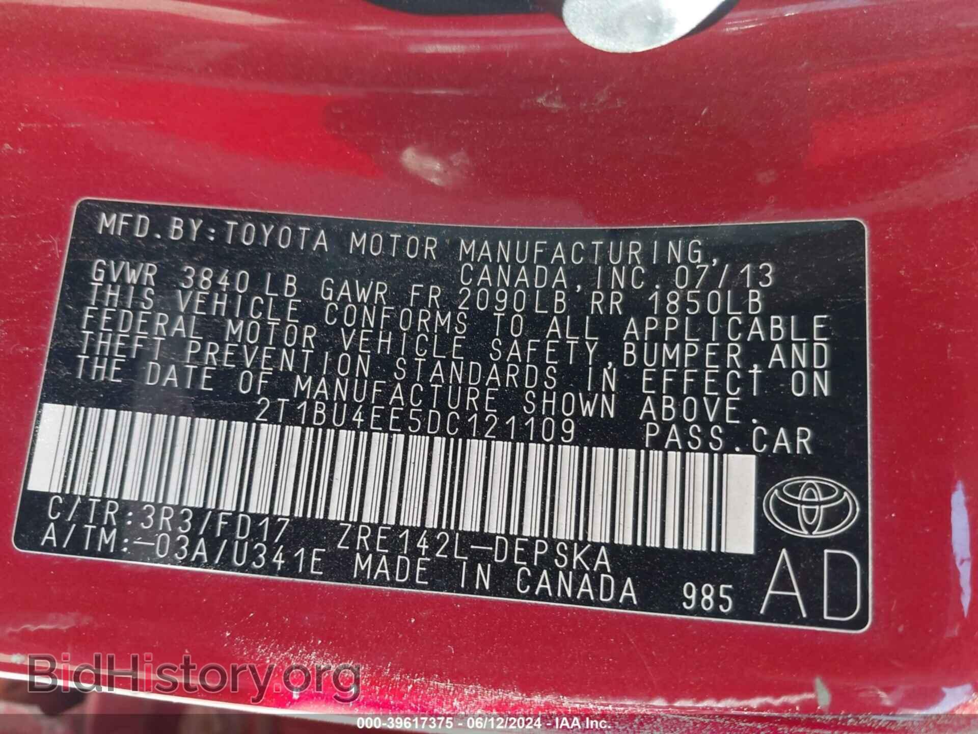 2013 TOYOTA COROLLA - VIN: 2T1BU4EE5DC121109 - Фото 9