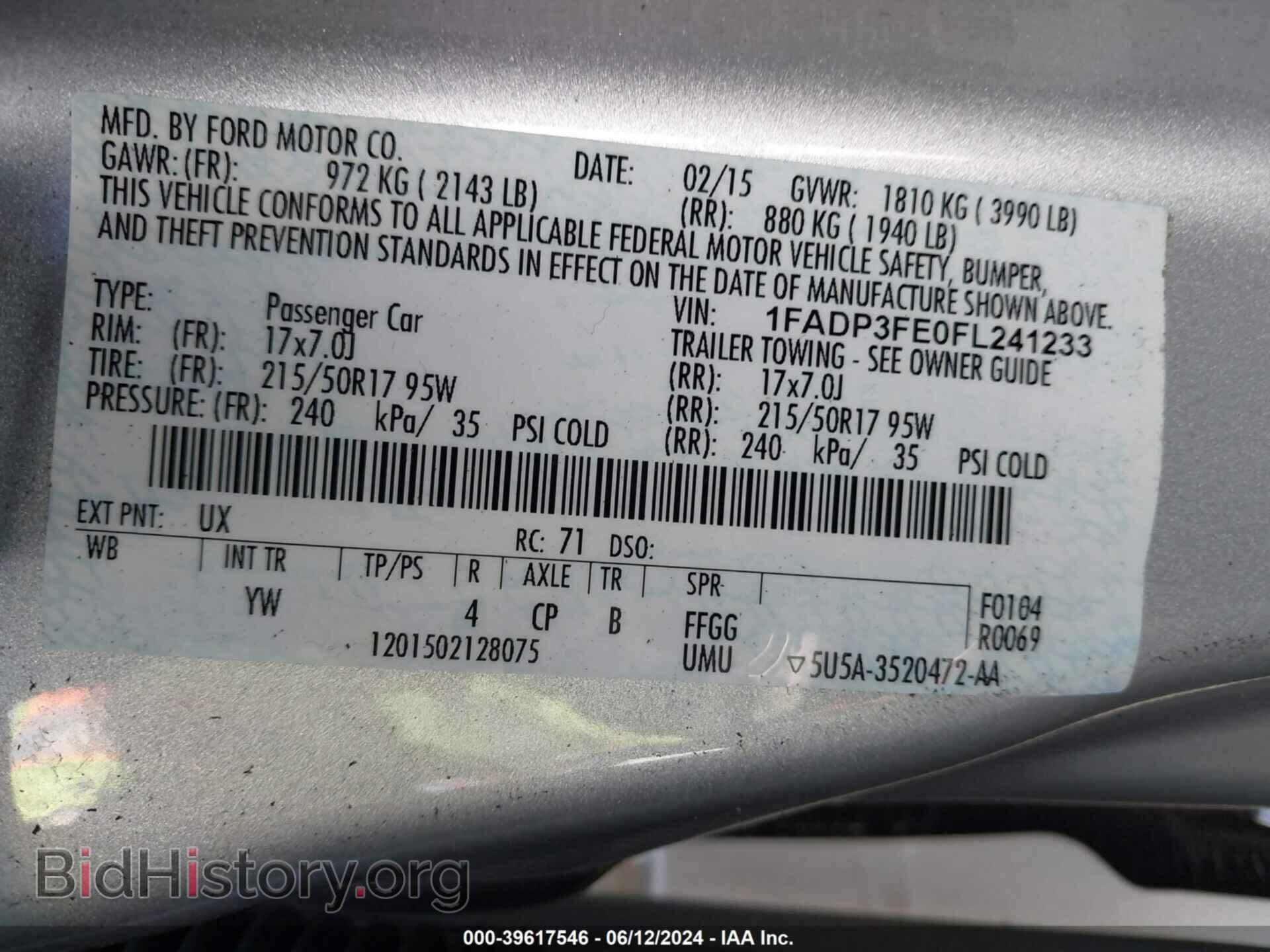 2015 FORD FOCUS - VIN: 1FADP3FE0FL241233 - Фото 9