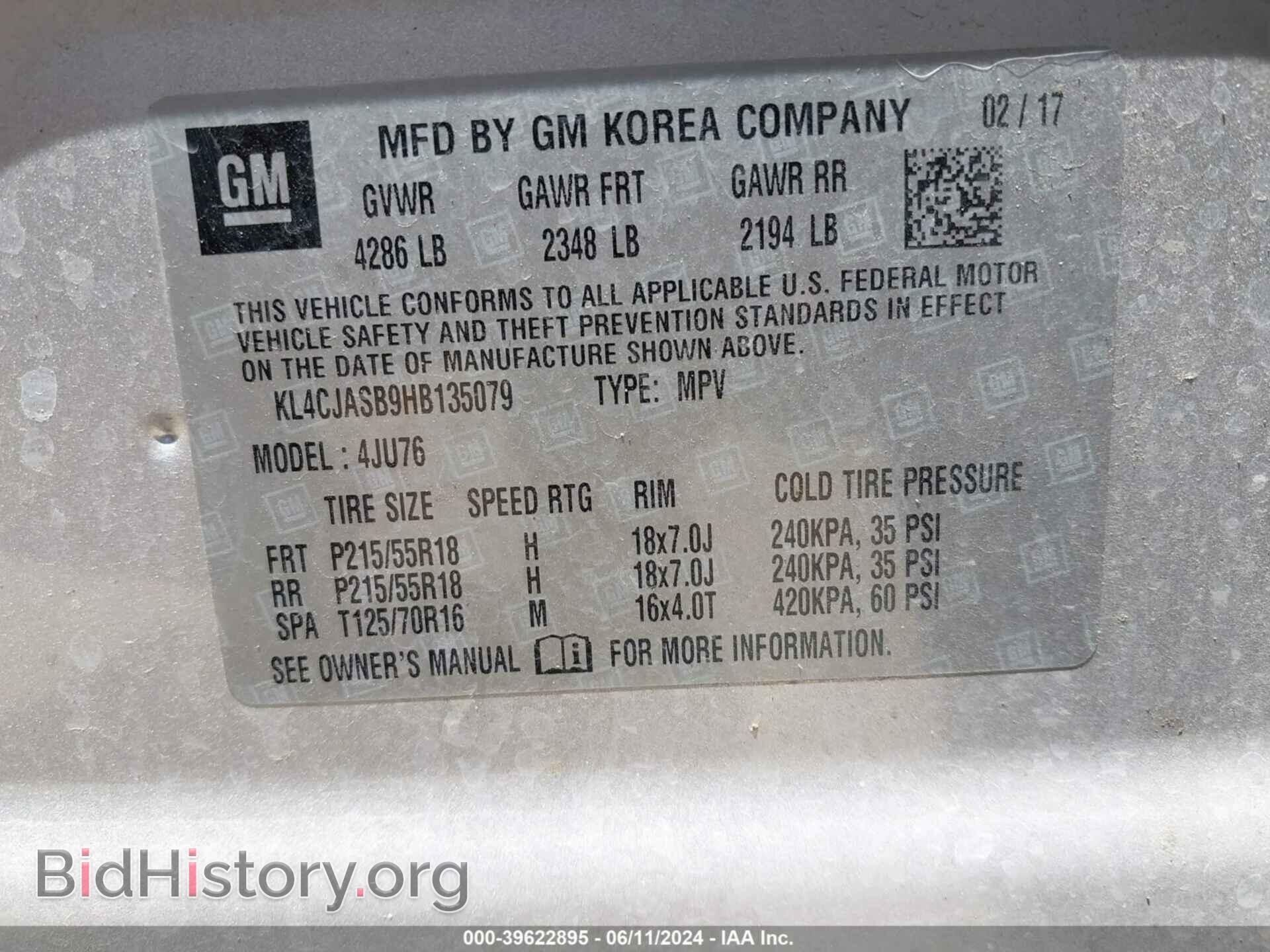 2017 BUICK ENCORE - VIN: KL4CJASB9HB135079 - Photo 9