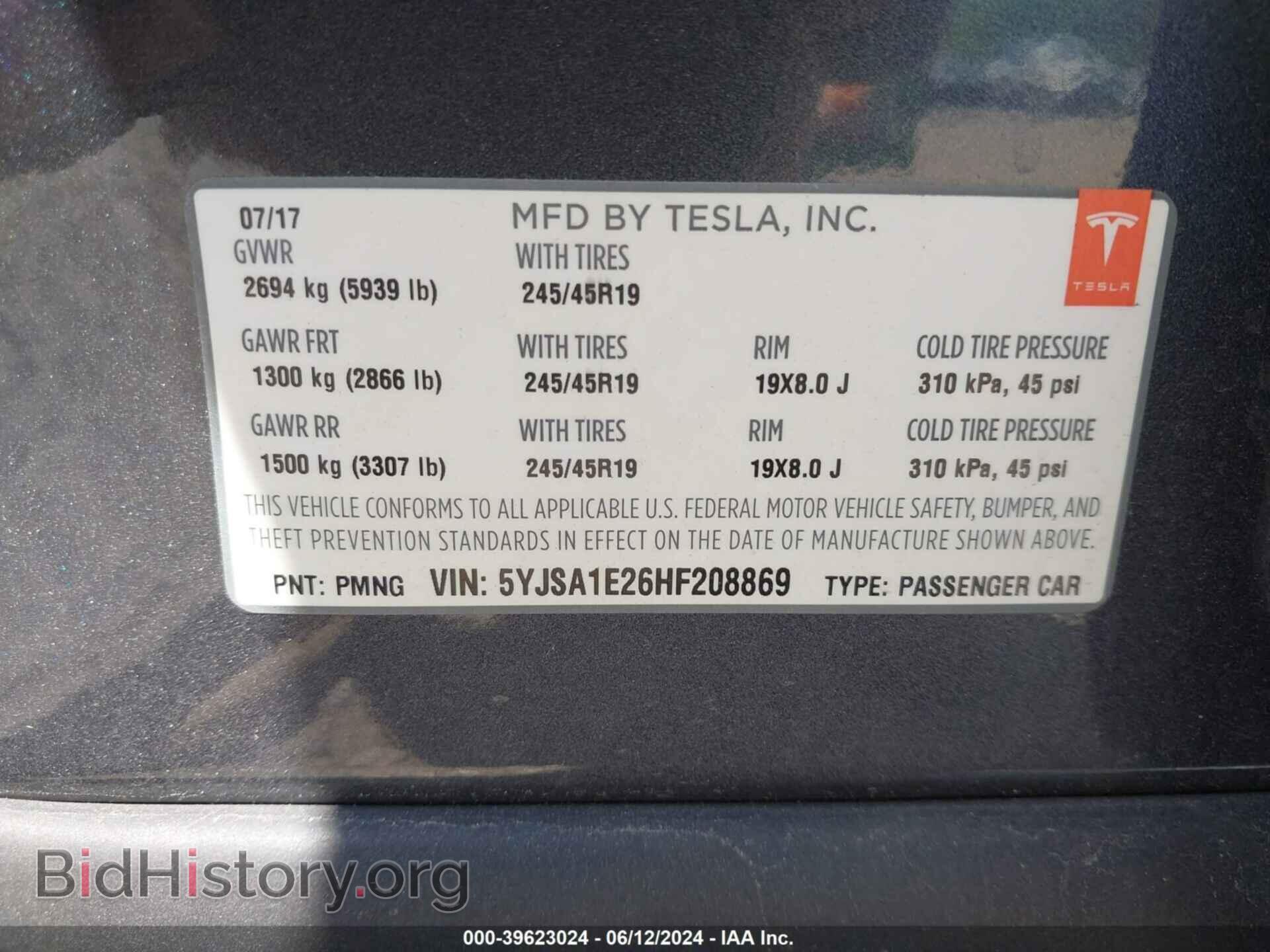 2017 TESLA MODEL S - VIN: 5YJSA1E26HF208869 - Photo 9
