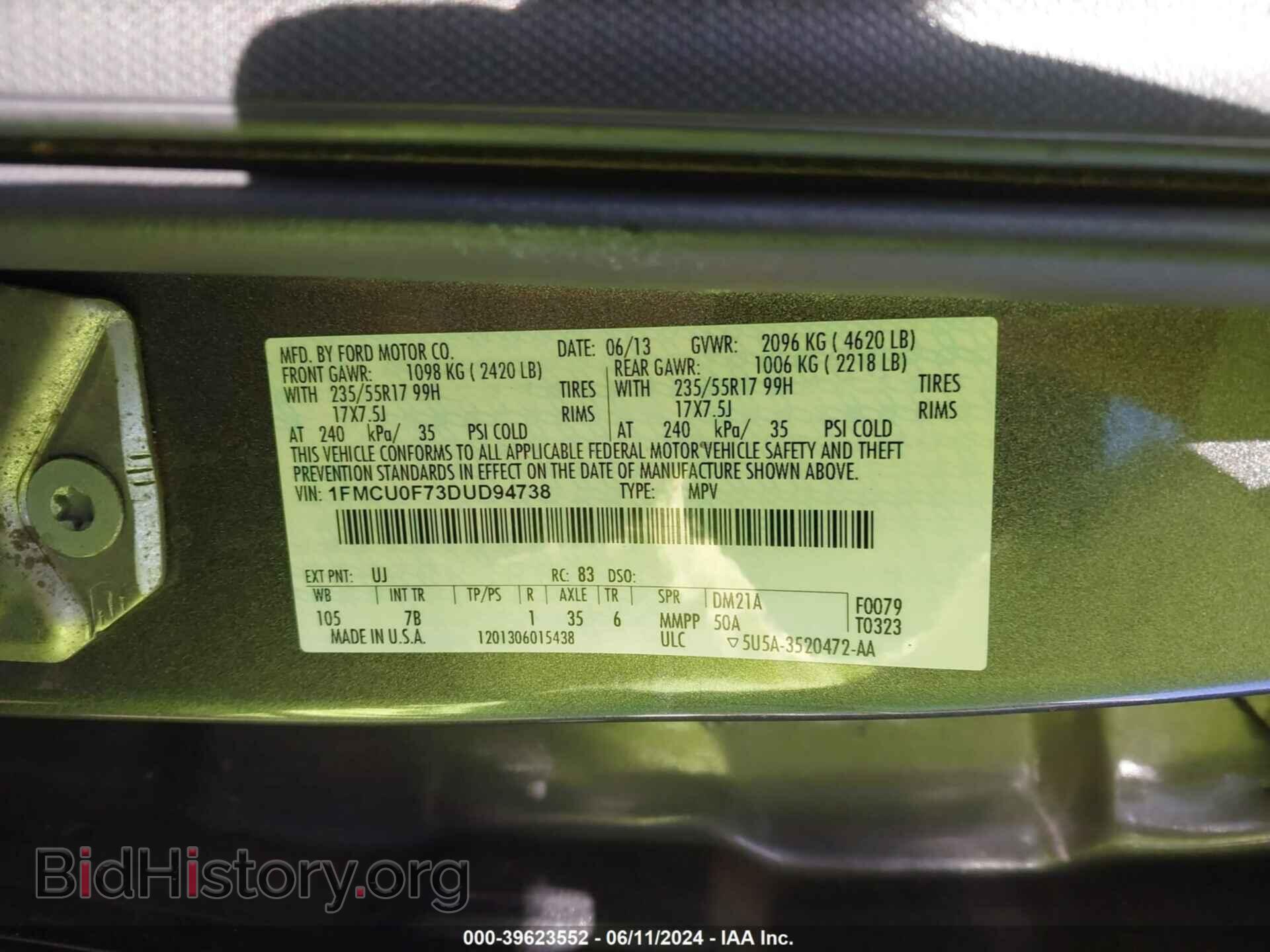 2013 FORD ESCAPE - VIN: 1FMCU0F73DUD94738 - Photo 9