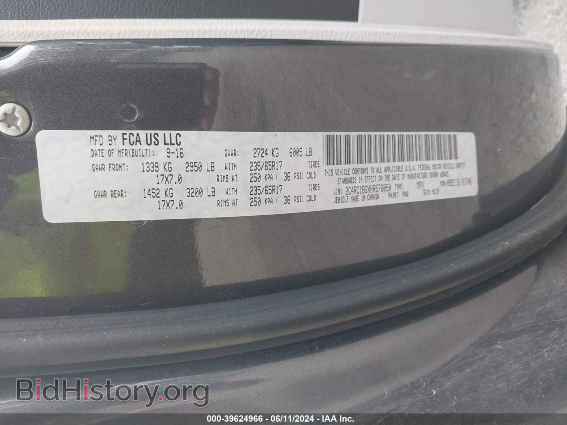 2017 CHRYSLER PACIFICA - VIN: 2C4RC1BGXHR576050 - Photo 9