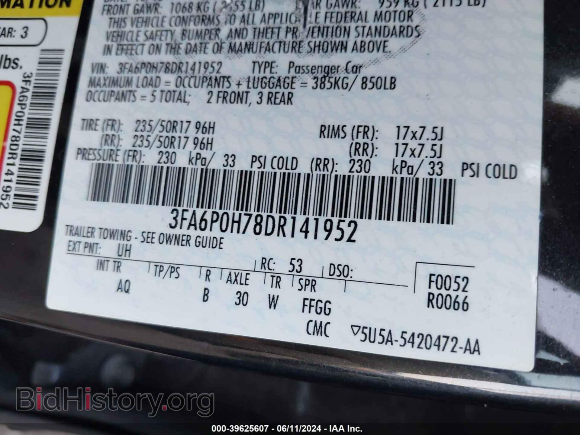 2013 FORD FUSION - VIN: 3FA6P0H78DR141952 - Photo 9