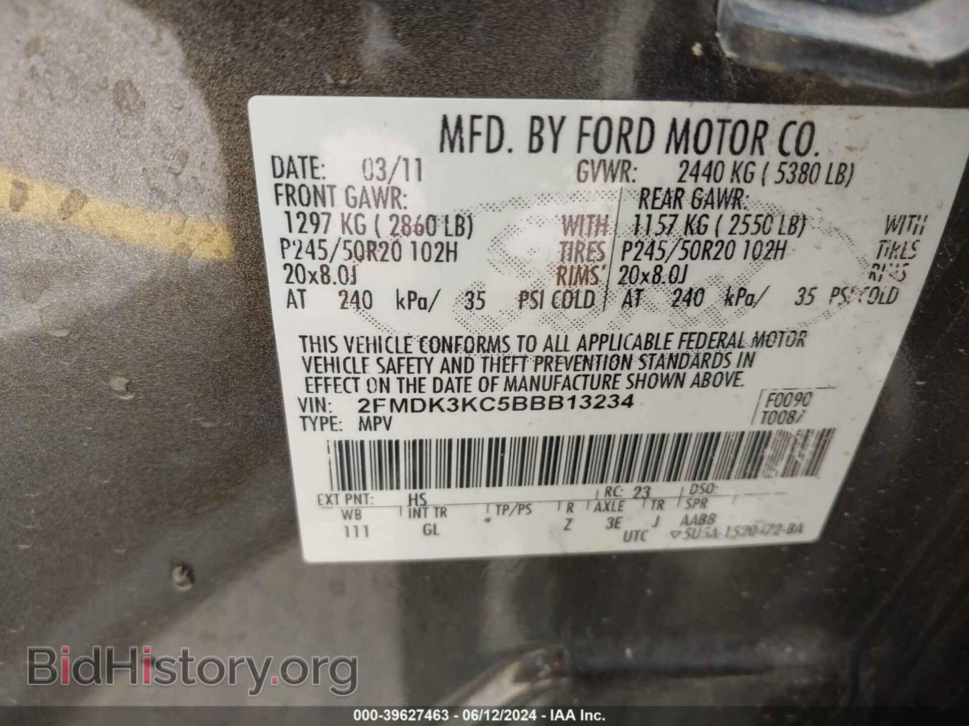 2011 FORD EDGE - VIN: 2FMDK3KC5BBB13234 - Photo 9