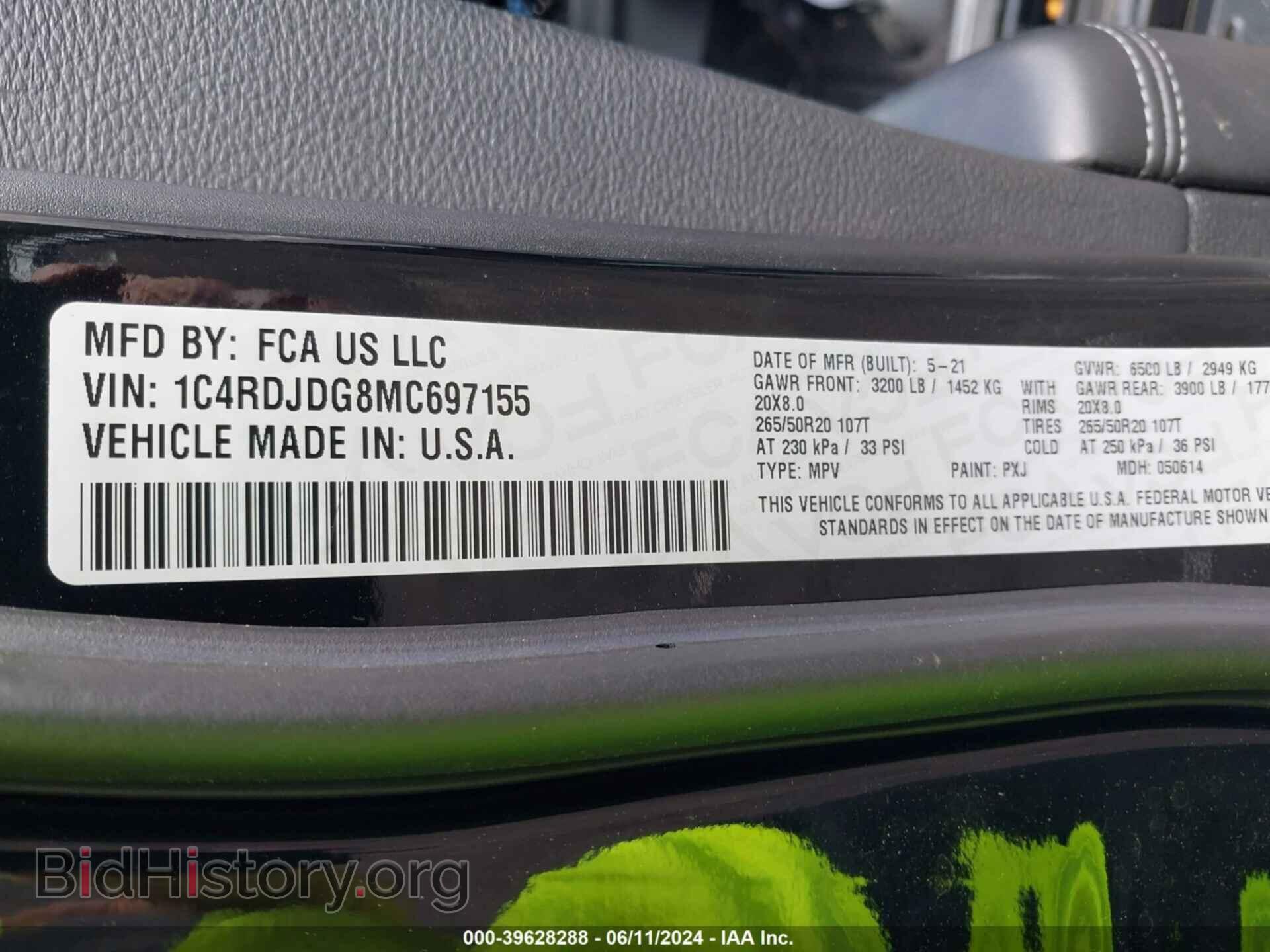 2021 DODGE DURANGO - VIN: 1C4RDJDG8MC697155 - Photo 9