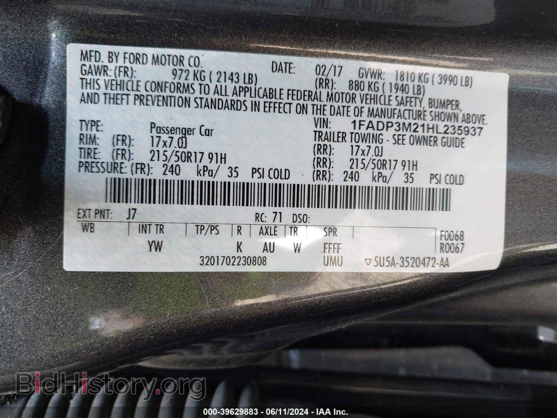 2017 FORD FOCUS - VIN: 1FADP3M21HL235937 - Фото 9