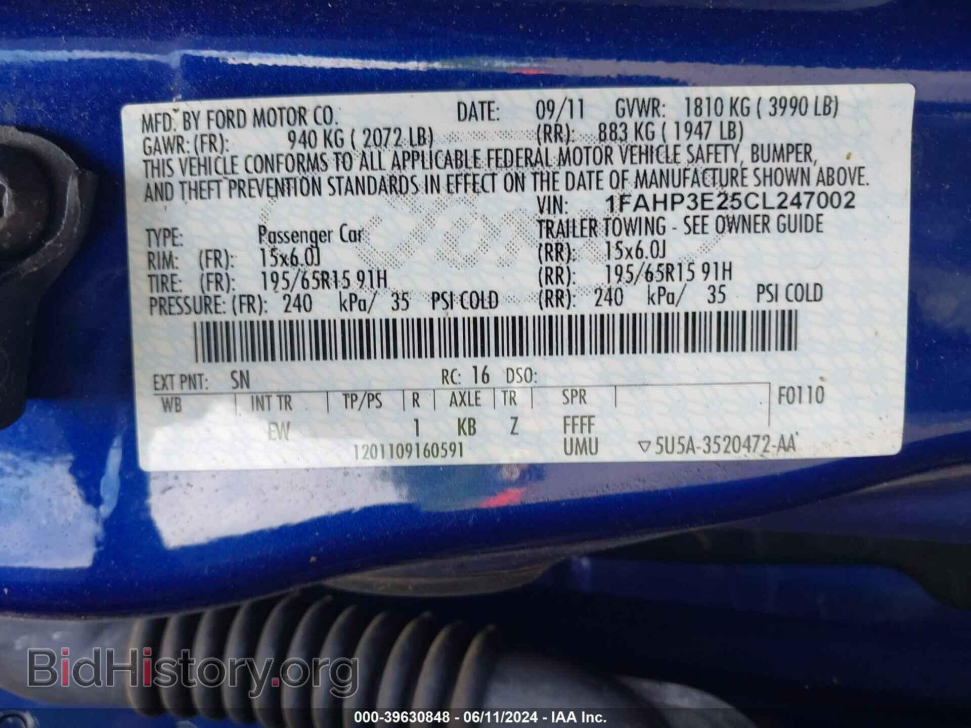 2012 FORD FOCUS - VIN: 1FAHP3E25CL247002 - Фото 9