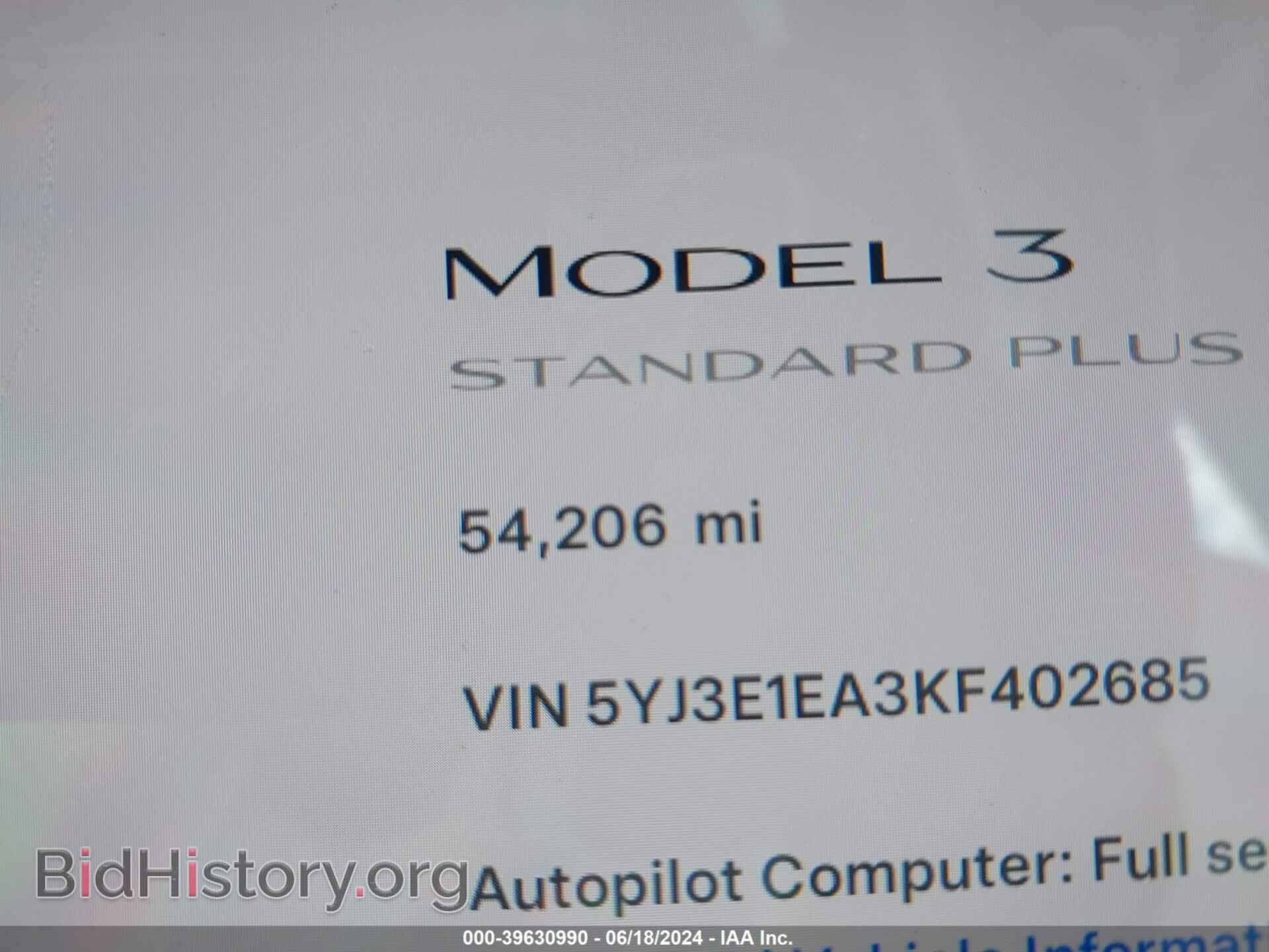 2019 TESLA MODEL 3 - VIN: 5YJ3E1EA3KF402685 - Фото 15