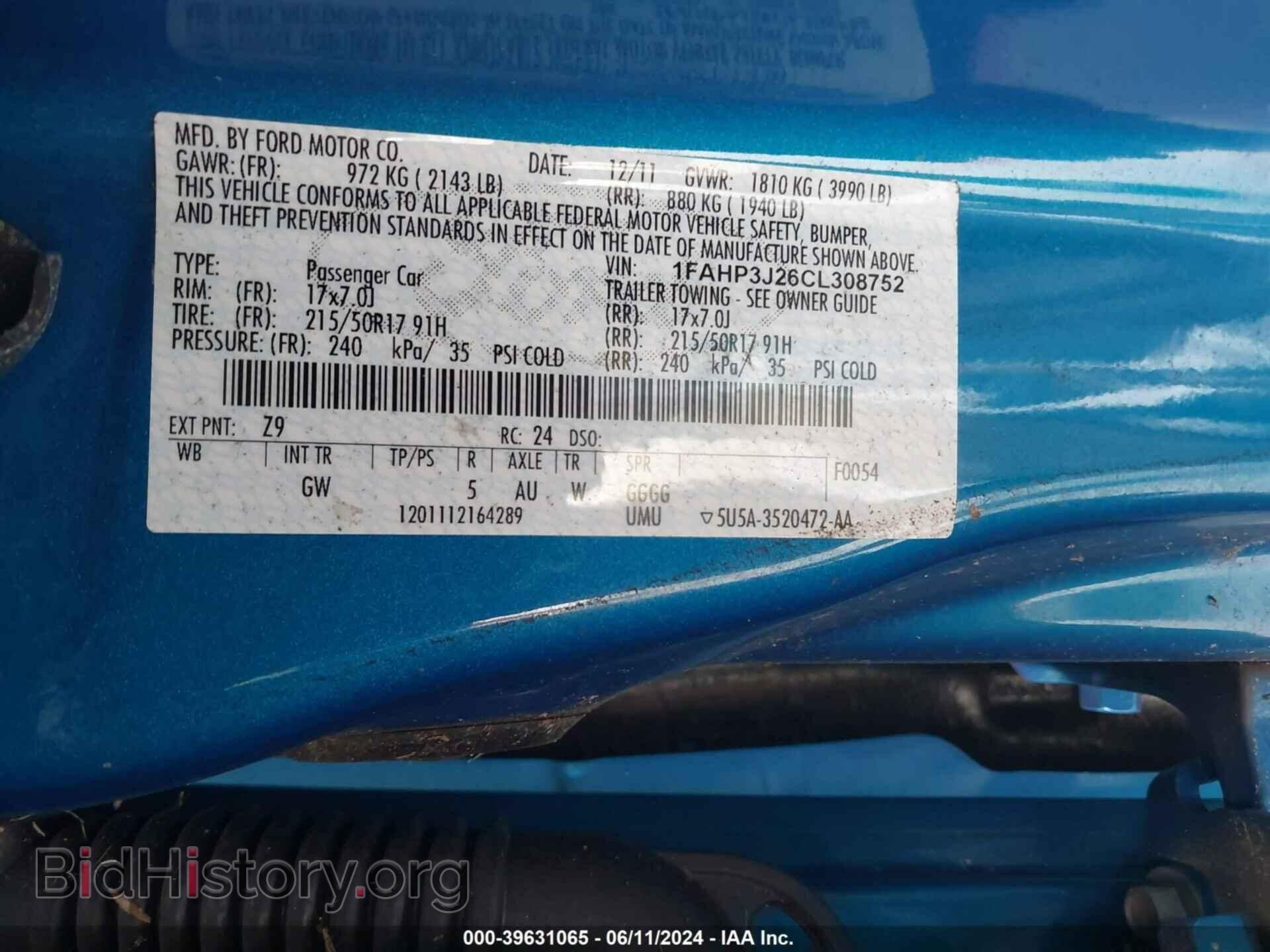 2012 FORD FOCUS - VIN: 1FAHP3J26CL308752 - Photo 9