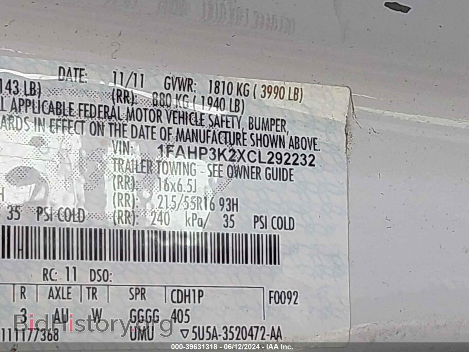 2012 FORD FOCUS - VIN: 1FAHP3K2XCL292232 - Фото 9