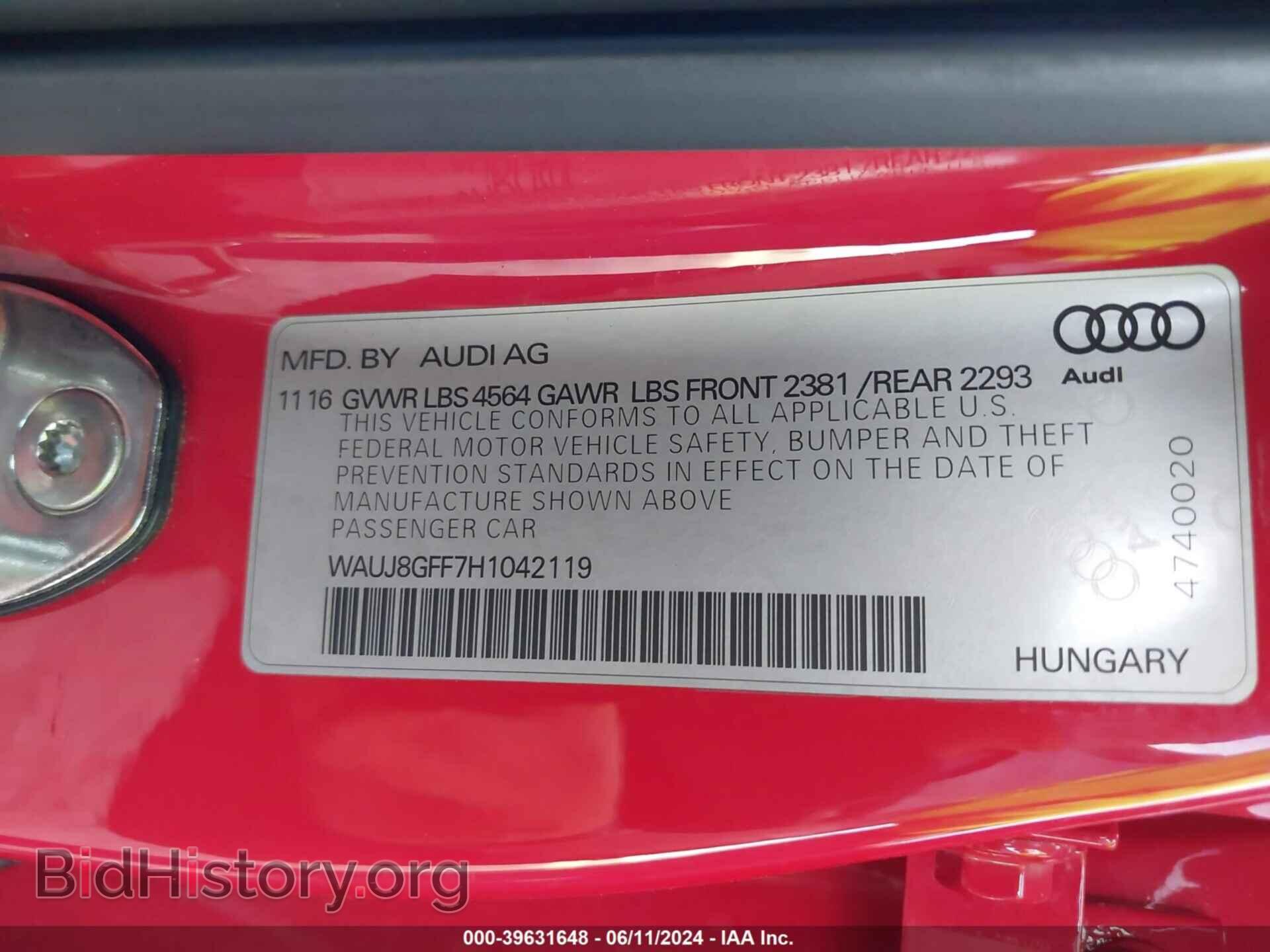 2017 AUDI A3 - VIN: WAUJ8GFF7H1042119 - Фото 9