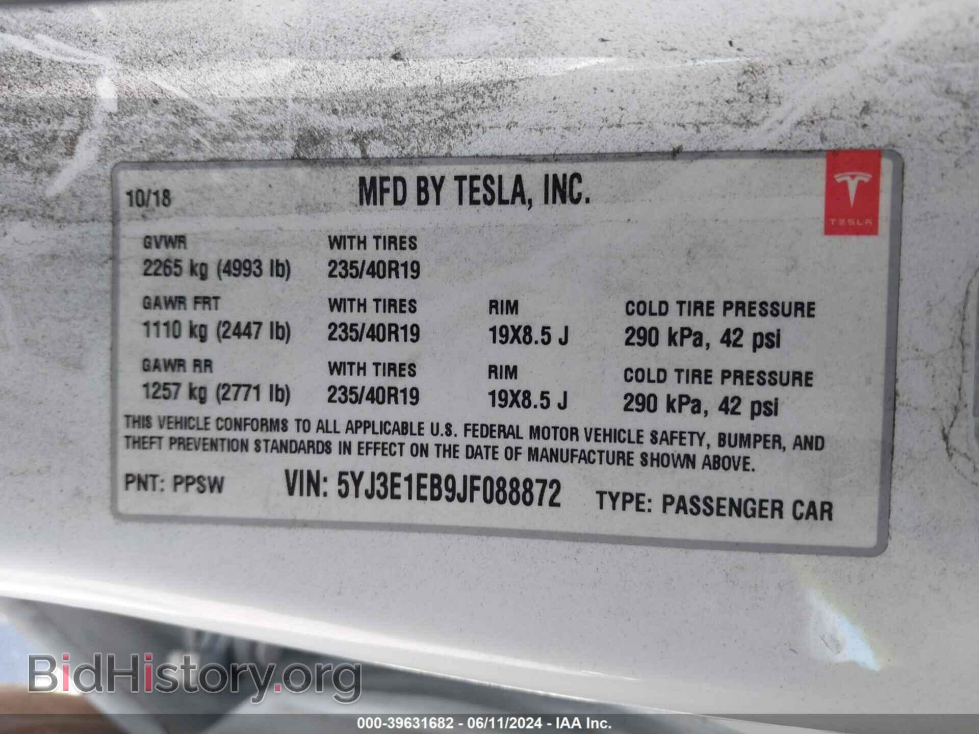 2018 TESLA MODEL 3 - VIN: 5YJ3E1EB9JF088872 - Photo 9