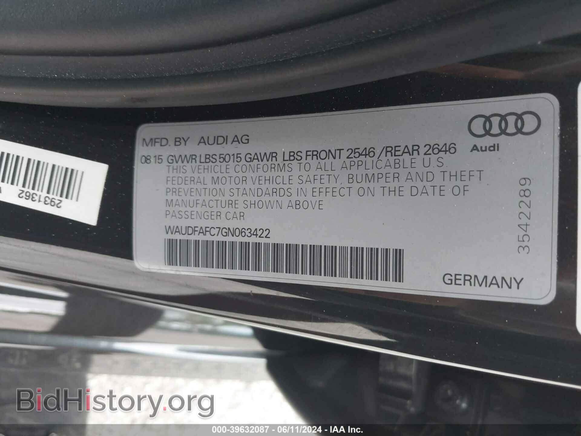 2016 AUDI A6 - VIN: WAUDFAFC7GN063422 - Фото 9