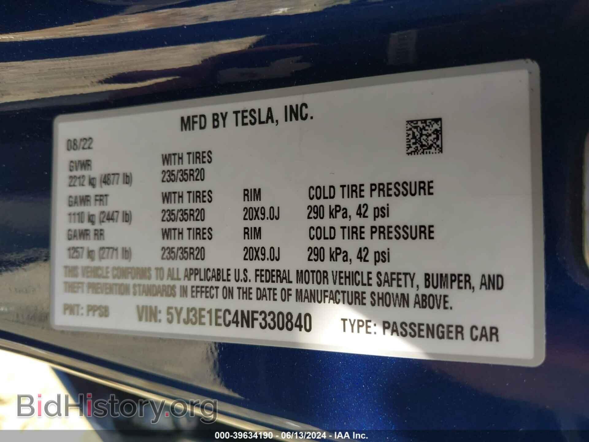 2022 TESLA MODEL 3 - VIN: 5YJ3E1EC4NF330840 - Фото 9