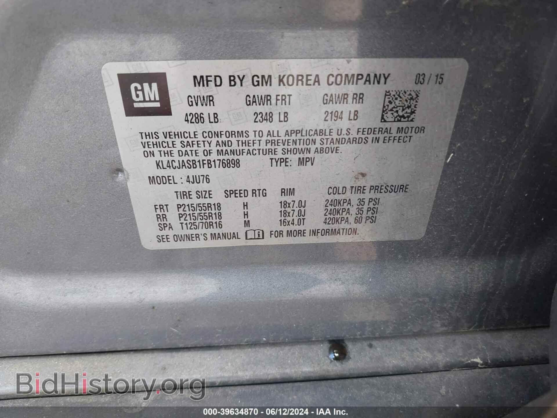 2015 BUICK ENCORE - VIN: KL4CJASB1FB176898 - Photo 9
