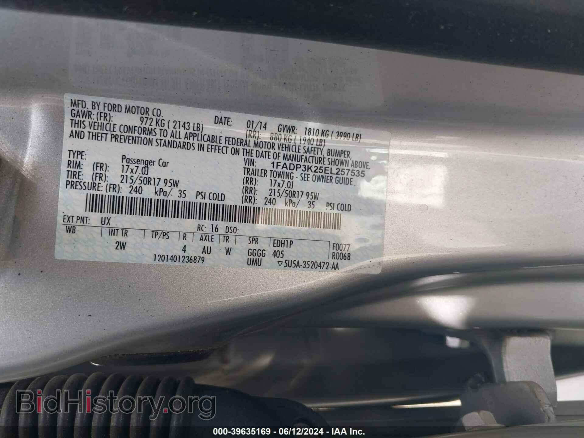 2014 FORD FOCUS - VIN: 1FADP3K25EL257535 - Фото 9