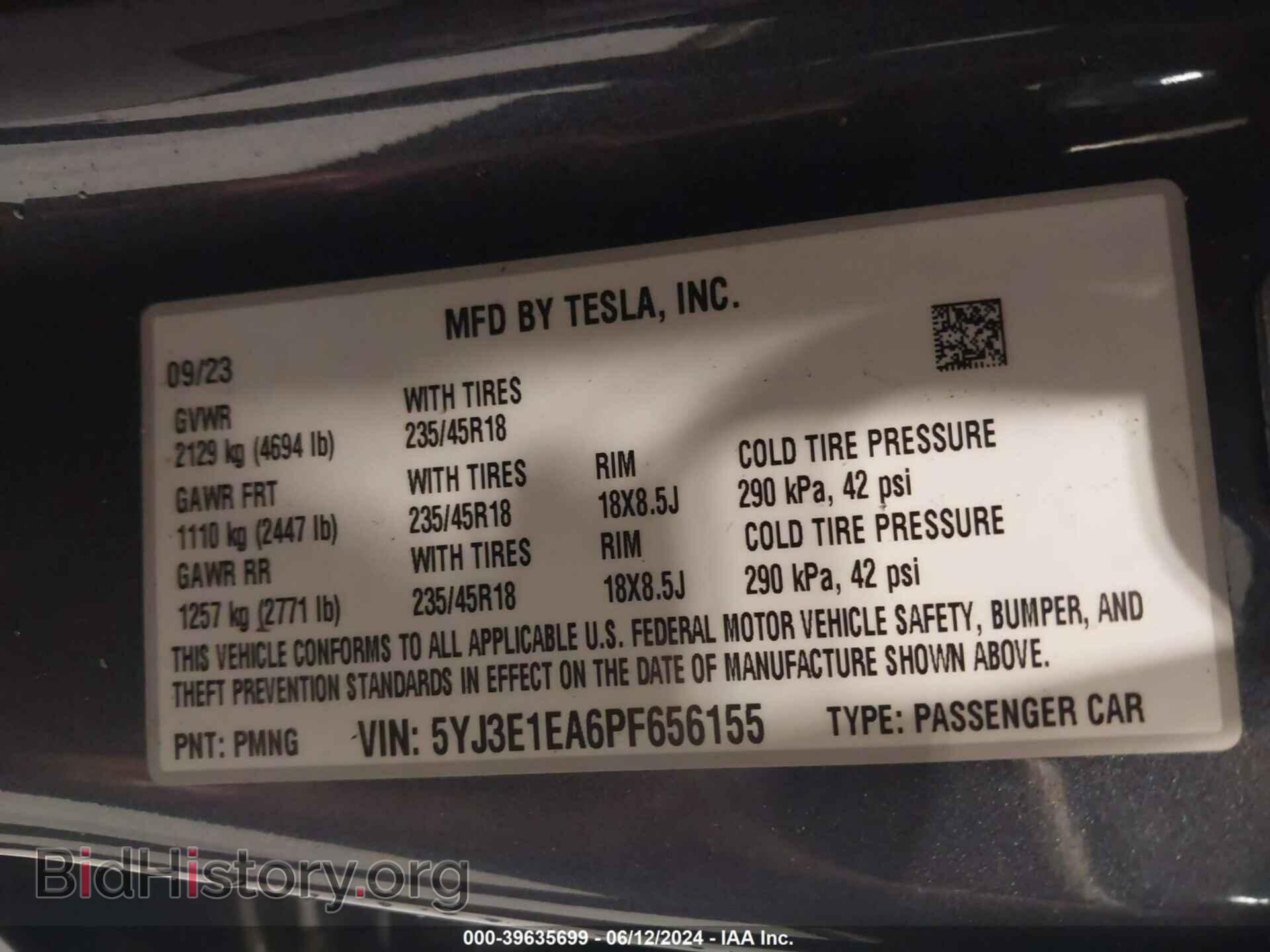 2023 TESLA MODEL 3 - VIN: 5YJ3E1EA6PF656155 - Фото 9