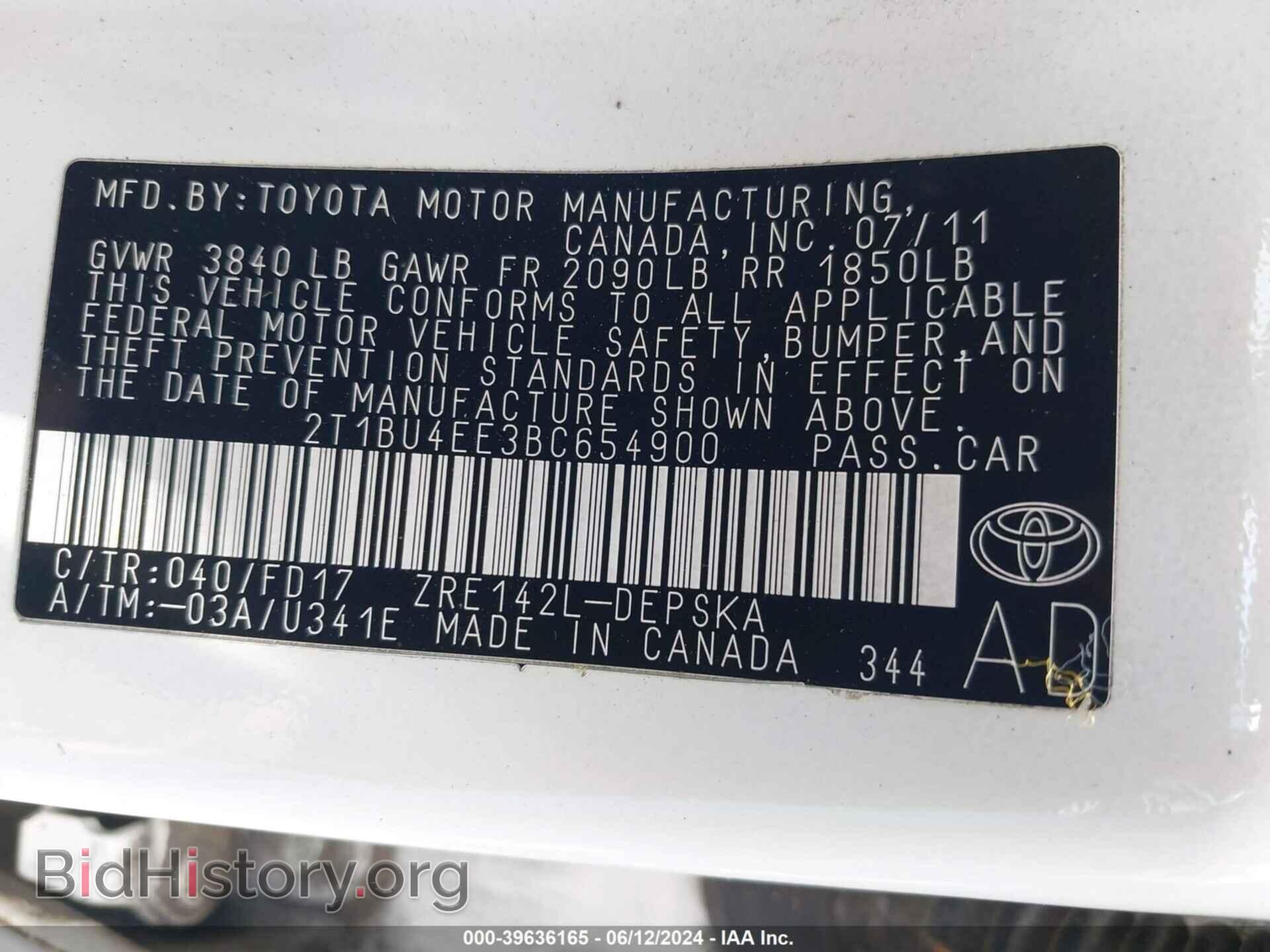 2011 TOYOTA COROLLA - VIN: 2T1BU4EE3BC654900 - Фото 9