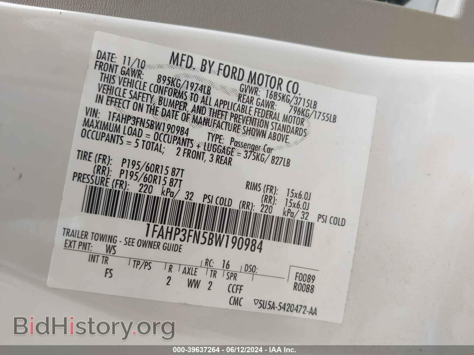 2011 FORD FOCUS - VIN: 1FAHP3FN5BW190984 - Фото 9