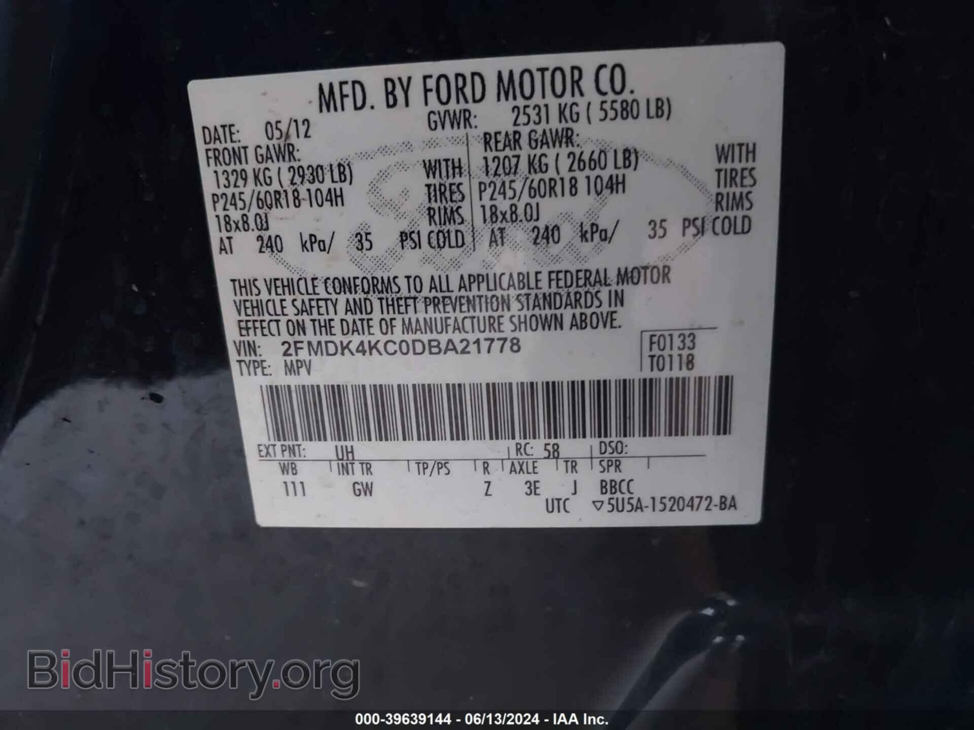 2013 FORD EDGE - VIN: 2FMDK4KC0DBA21778 - Photo 9