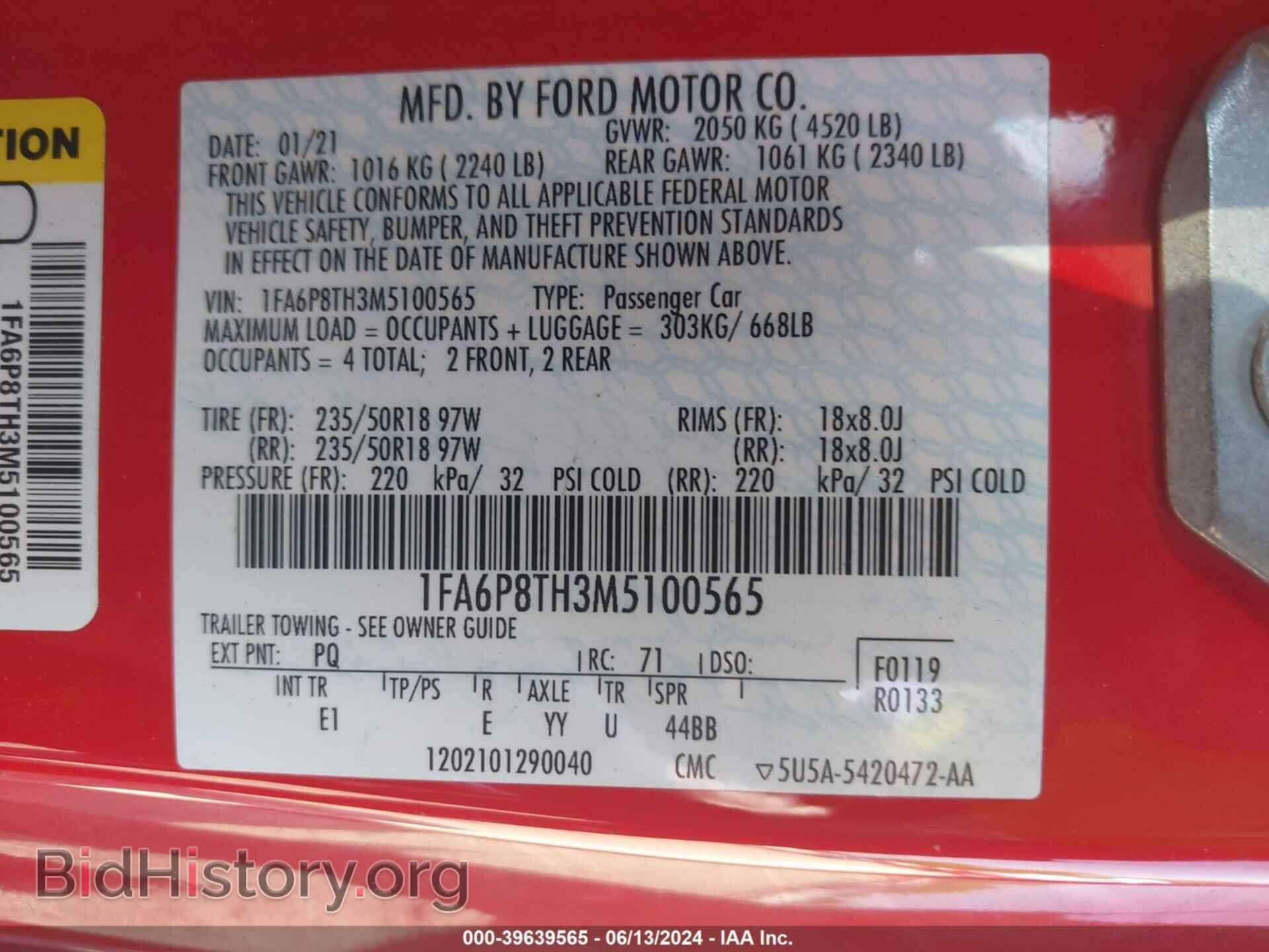 2021 FORD MUSTANG - VIN: 1FA6P8TH3M5100565 - Фото 9