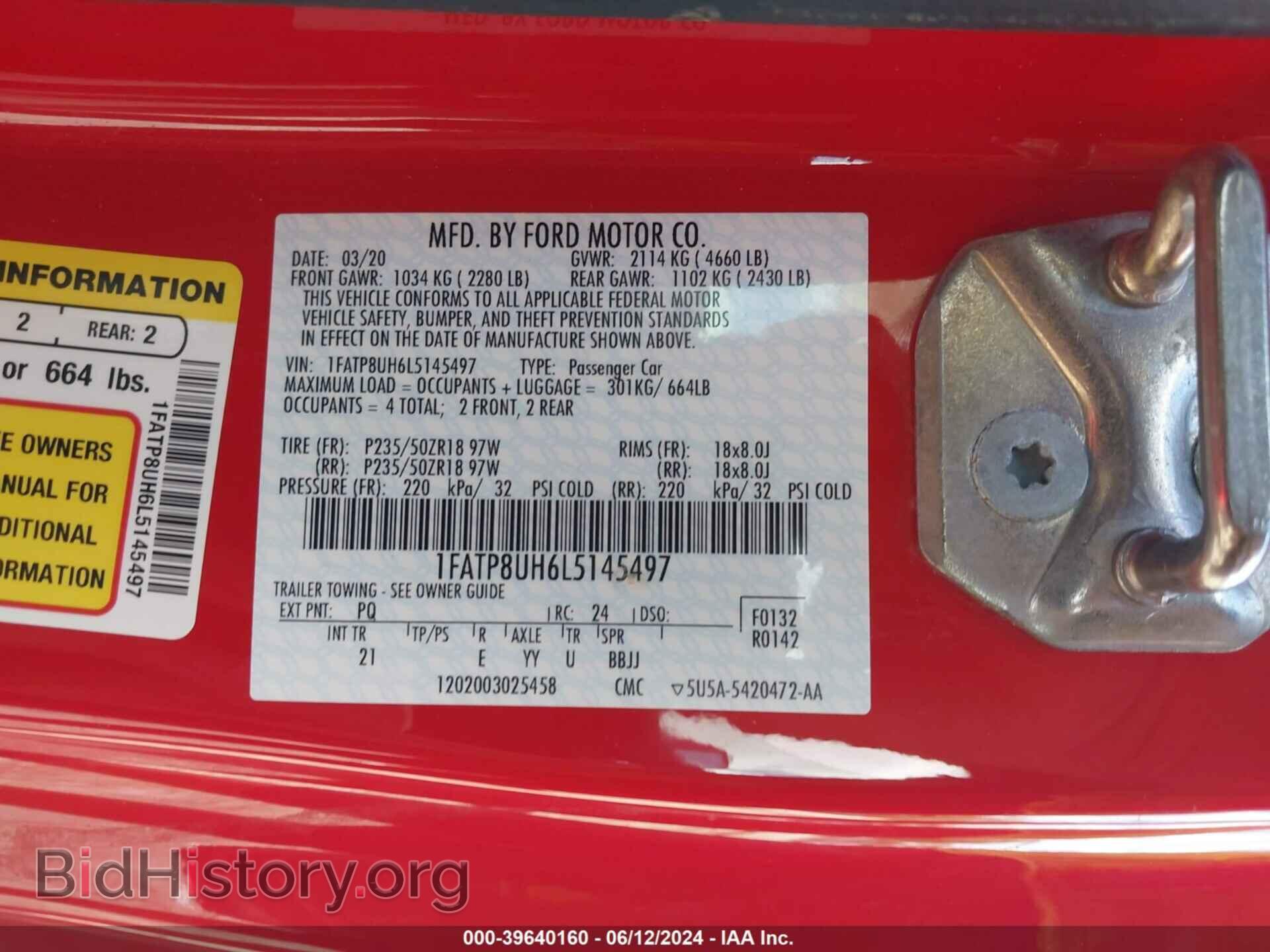2020 FORD MUSTANG - VIN: 1FATP8UH6L5145497 - Фото 9