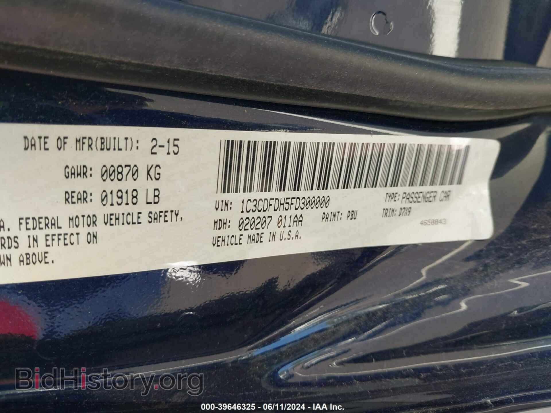 2015 DODGE DART - VIN: 1C3CDFDH5FD300000 - Photo 9