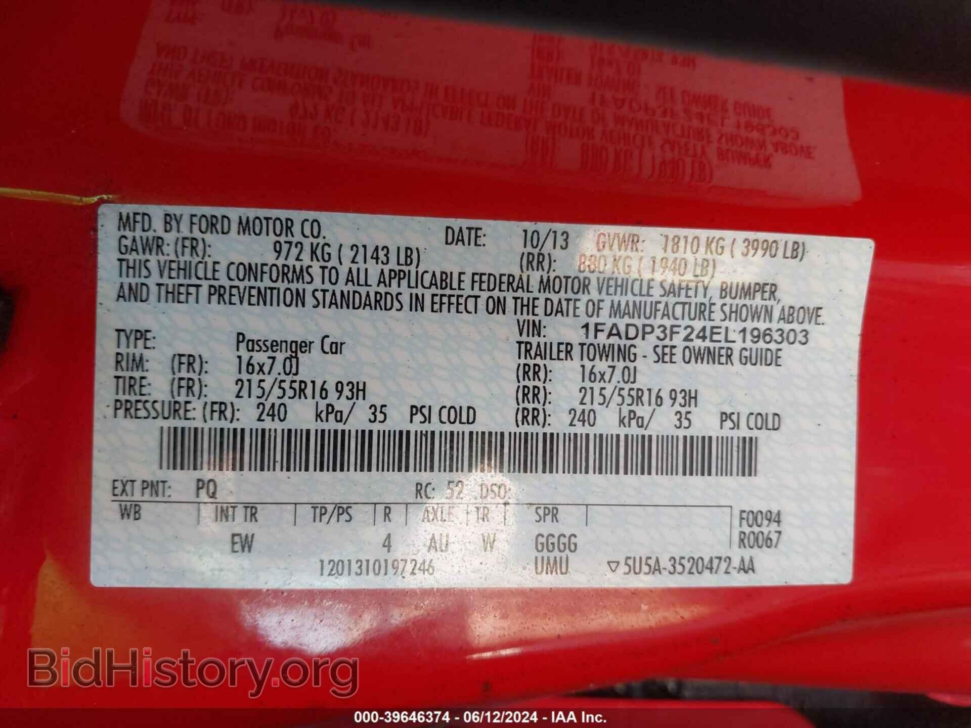 2014 FORD FOCUS - VIN: 1FADP3F24EL196303 - Фото 9