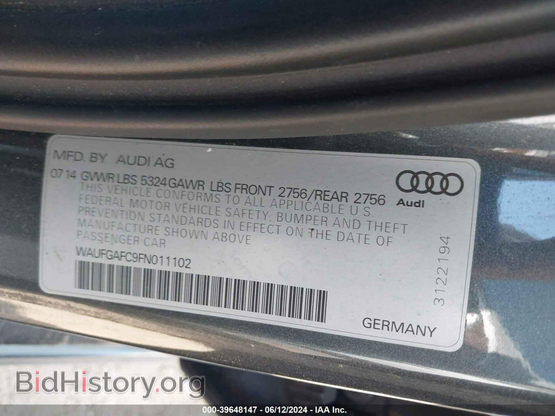 2015 AUDI A6 - VIN: WAUFGAFC9FN011102 - Фото 9