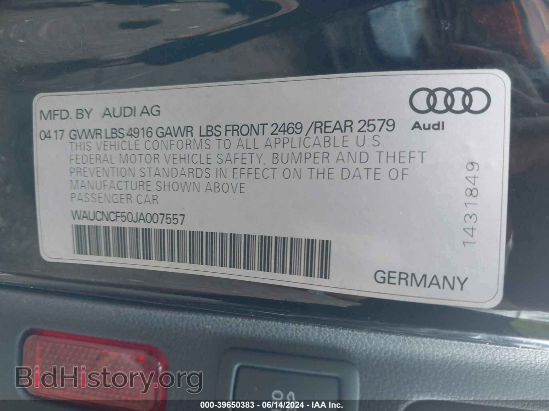 2018 AUDI A5 - VIN: WAUCNCF50JA007557 - Фото 9