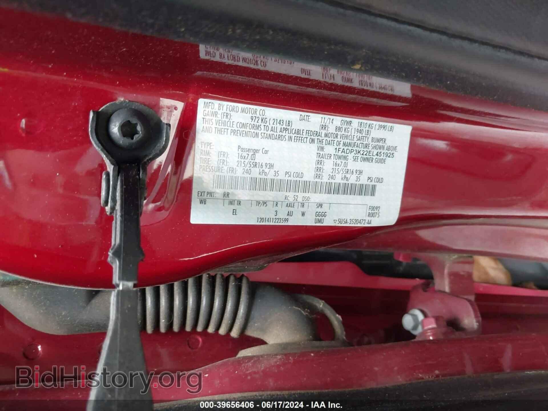 2014 FORD FOCUS - VIN: 1FADP3K22EL451925 - Фото 9