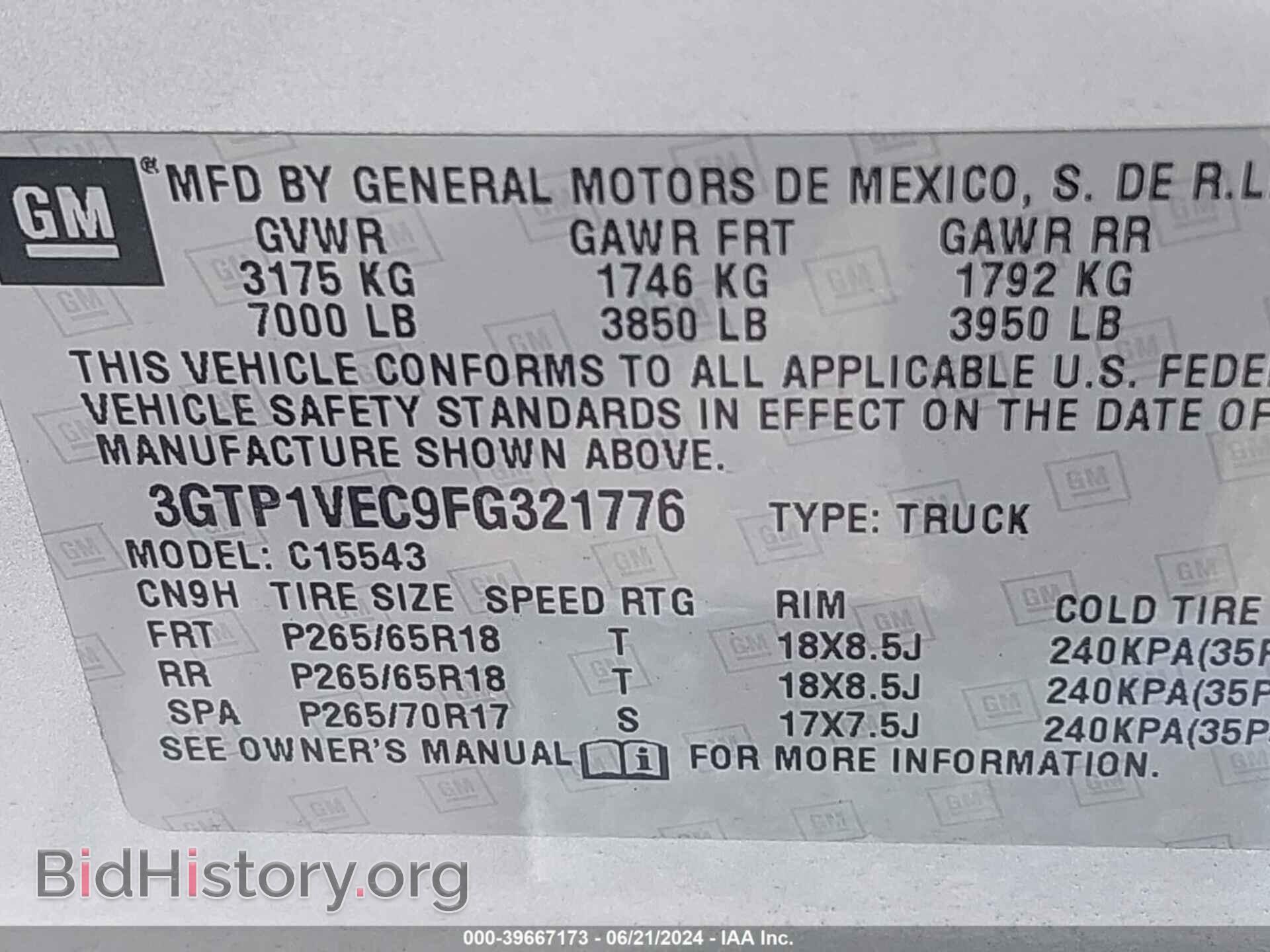 2015 GMC SIERRA 1500 - VIN: 3GTP1VEC9FG321776 - Photo 9