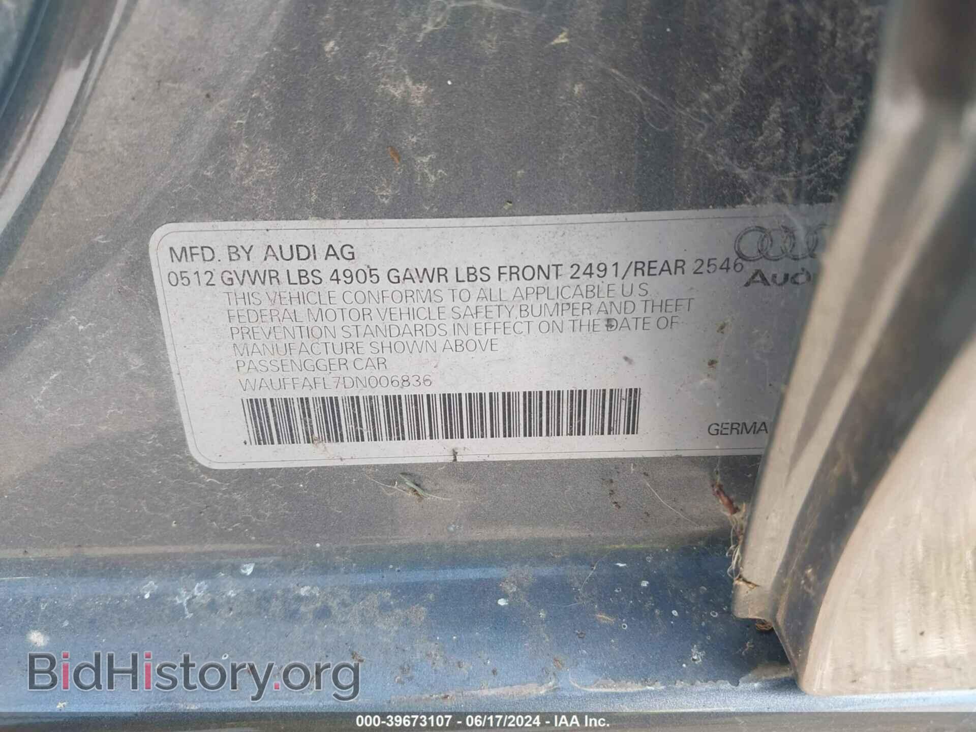 2013 AUDI A4 - VIN: WAUFFAFL7DN006836 - Фото 9