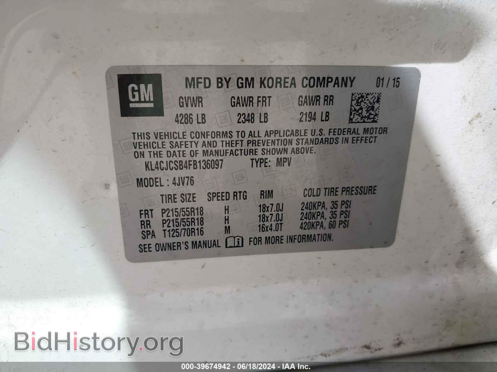 2015 BUICK ENCORE - VIN: KL4CJCSB4FB136097 - Photo 9