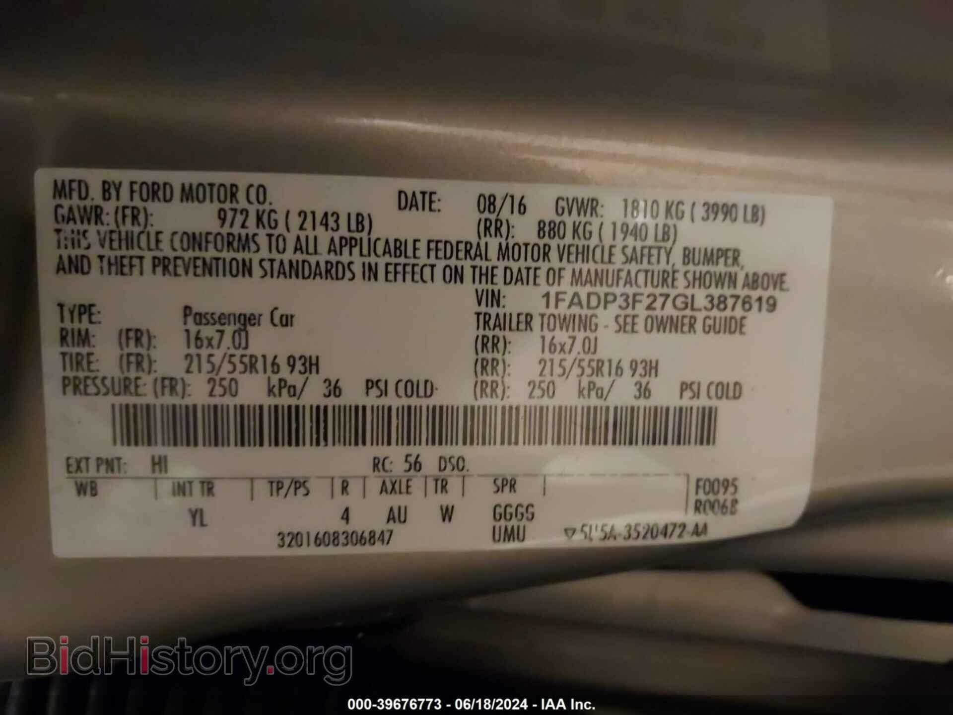 2016 FORD FOCUS - VIN: 1FADP3F27GL387619 - Photo 9