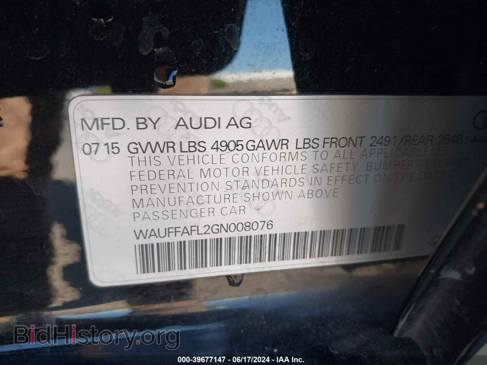 2016 AUDI A4 - VIN: WAUFFAFL2GN008076 - Фото 9