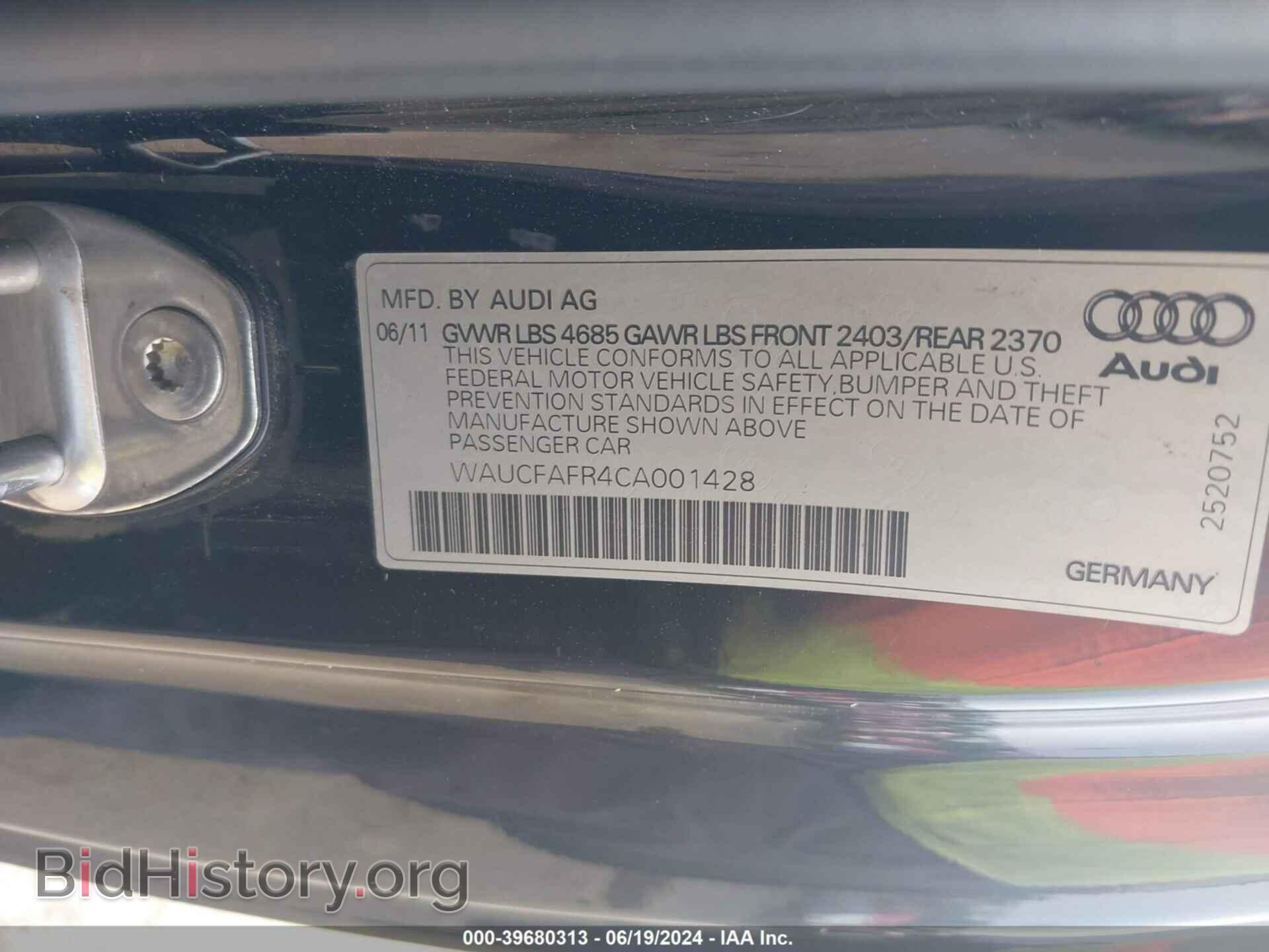 2012 AUDI A5 - VIN: WAUCFAFR4CA001428 - Фото 9
