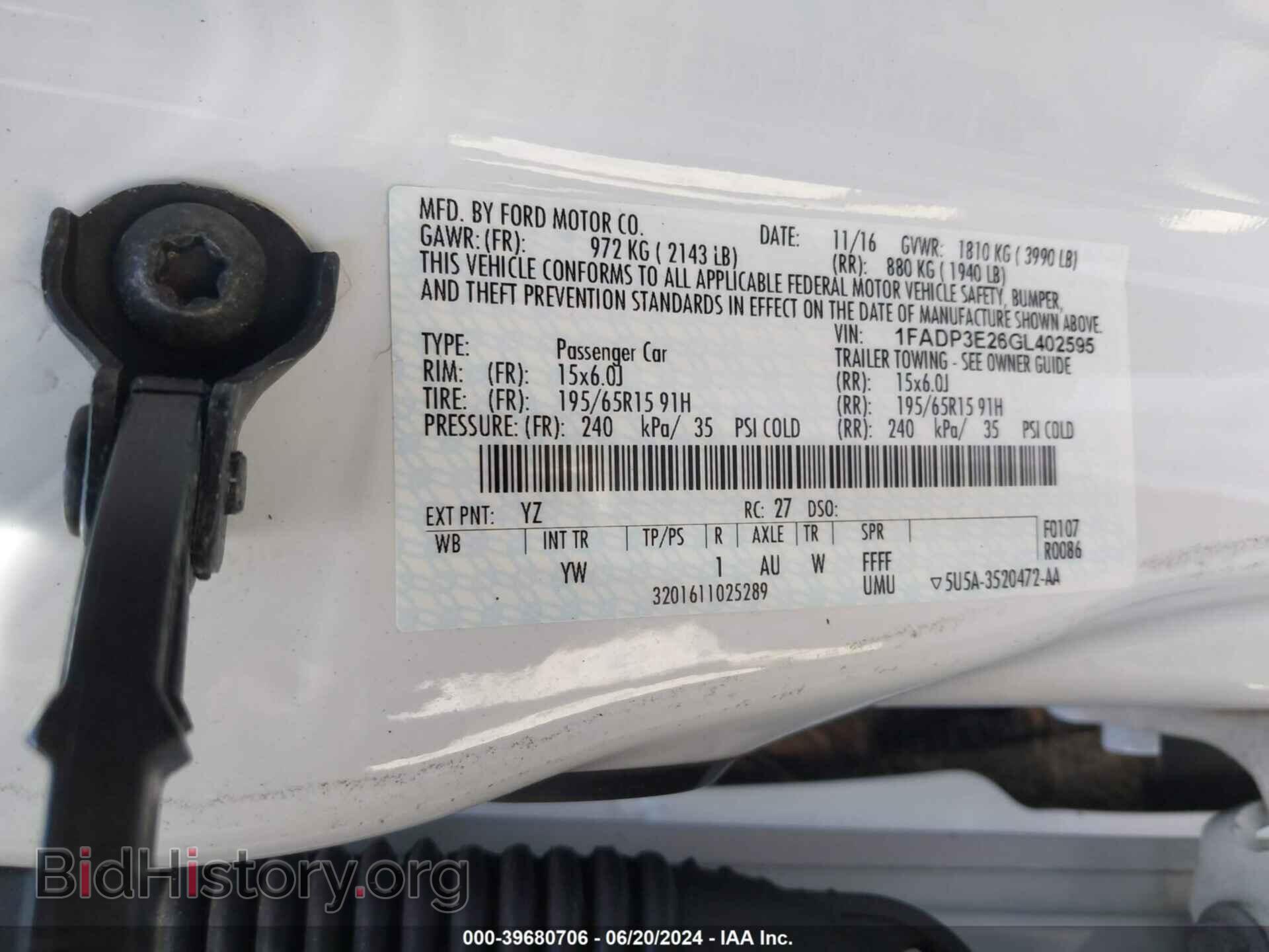 2016 FORD FOCUS - VIN: 1FADP3E26GL402595 - Фото 9