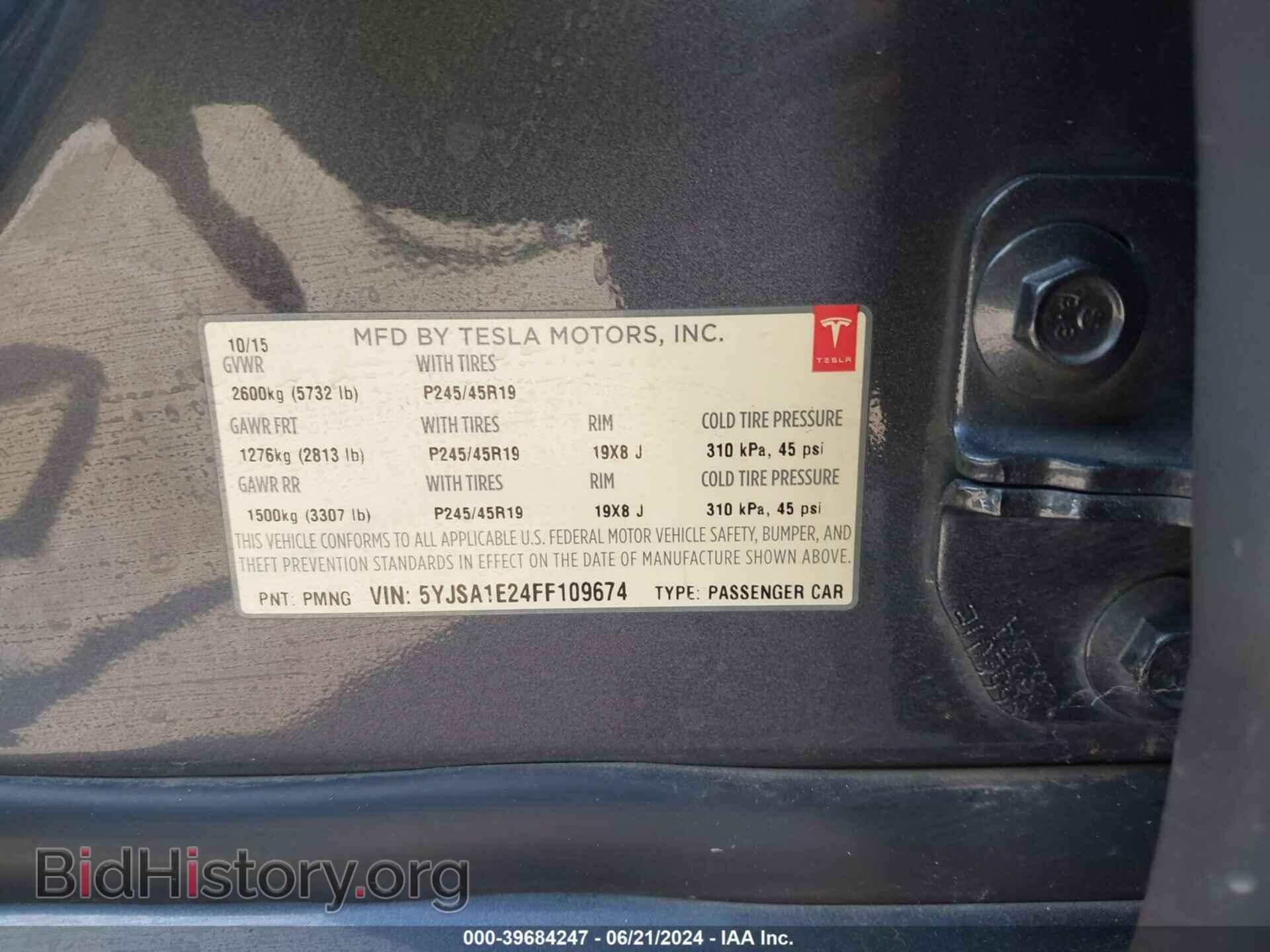 2015 TESLA MODEL S - VIN: 5YJSA1E24FF109674 - Photo 9