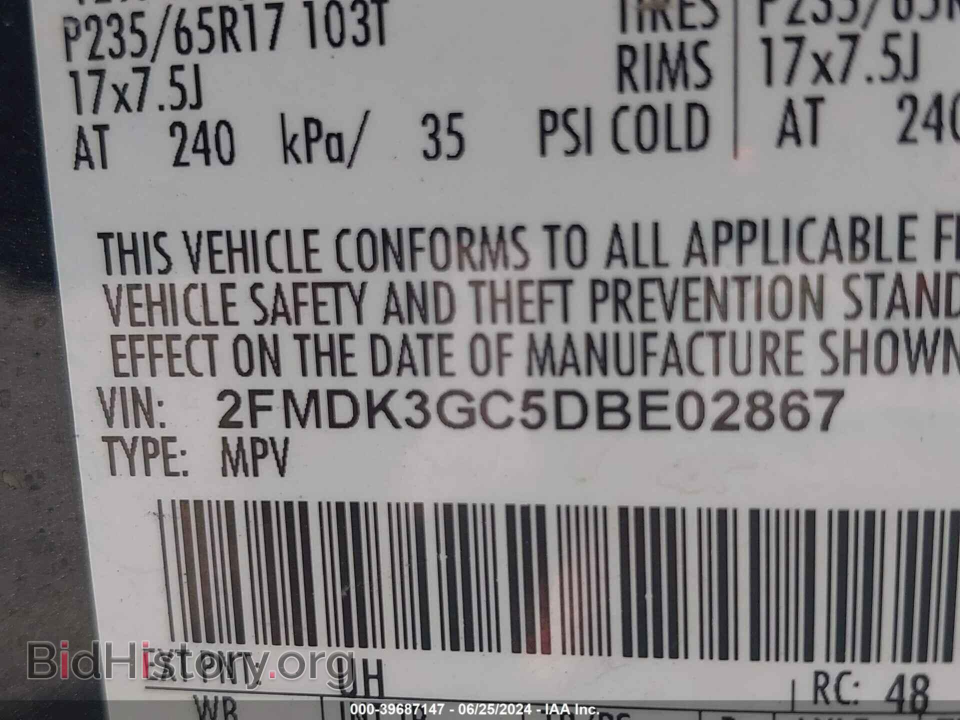 2013 FORD EDGE - VIN: 2FMDK3GC5DBE02867 - Фото 9