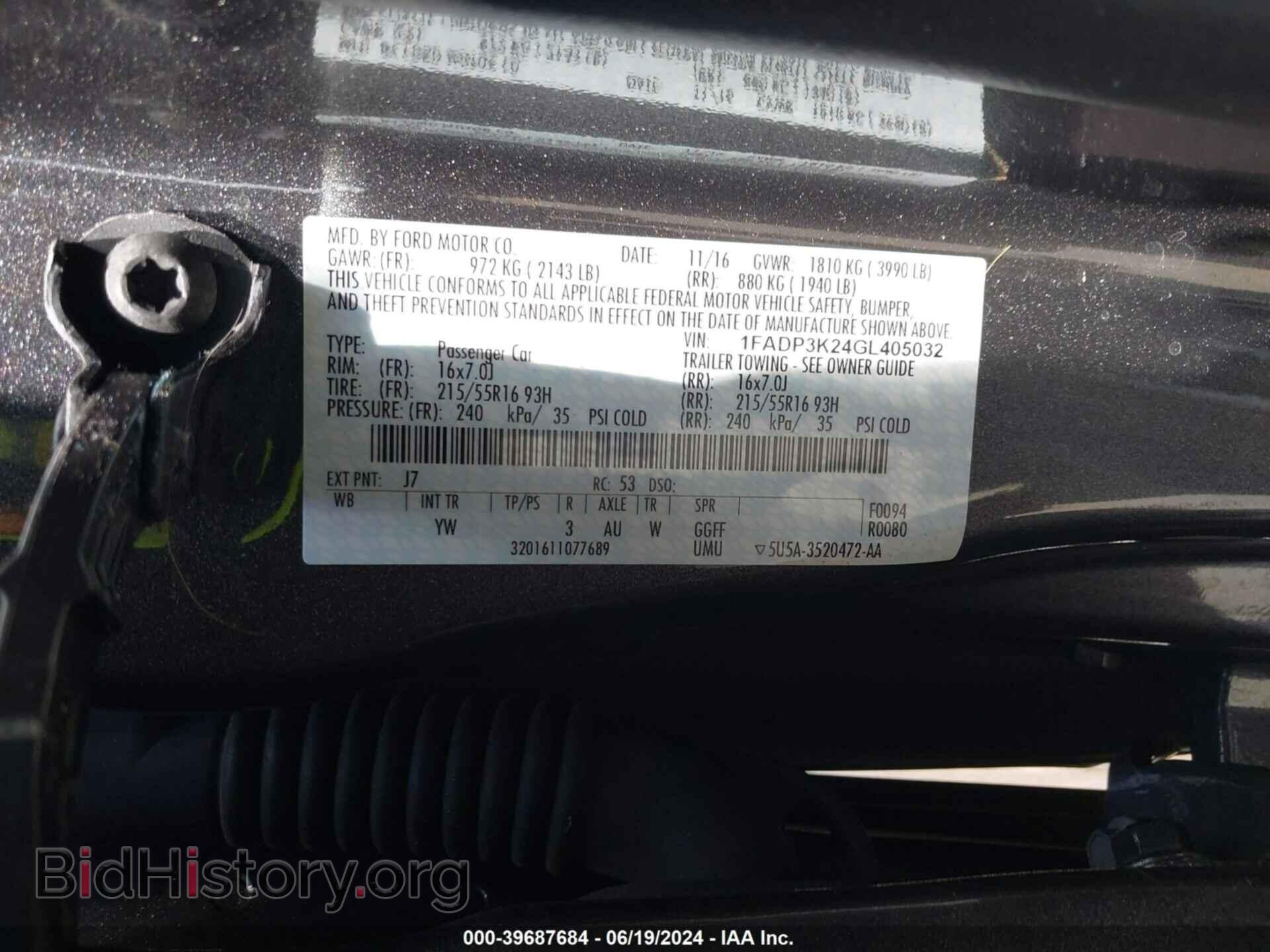 2016 FORD FOCUS - VIN: 1FADP3K24GL405032 - Фото 9
