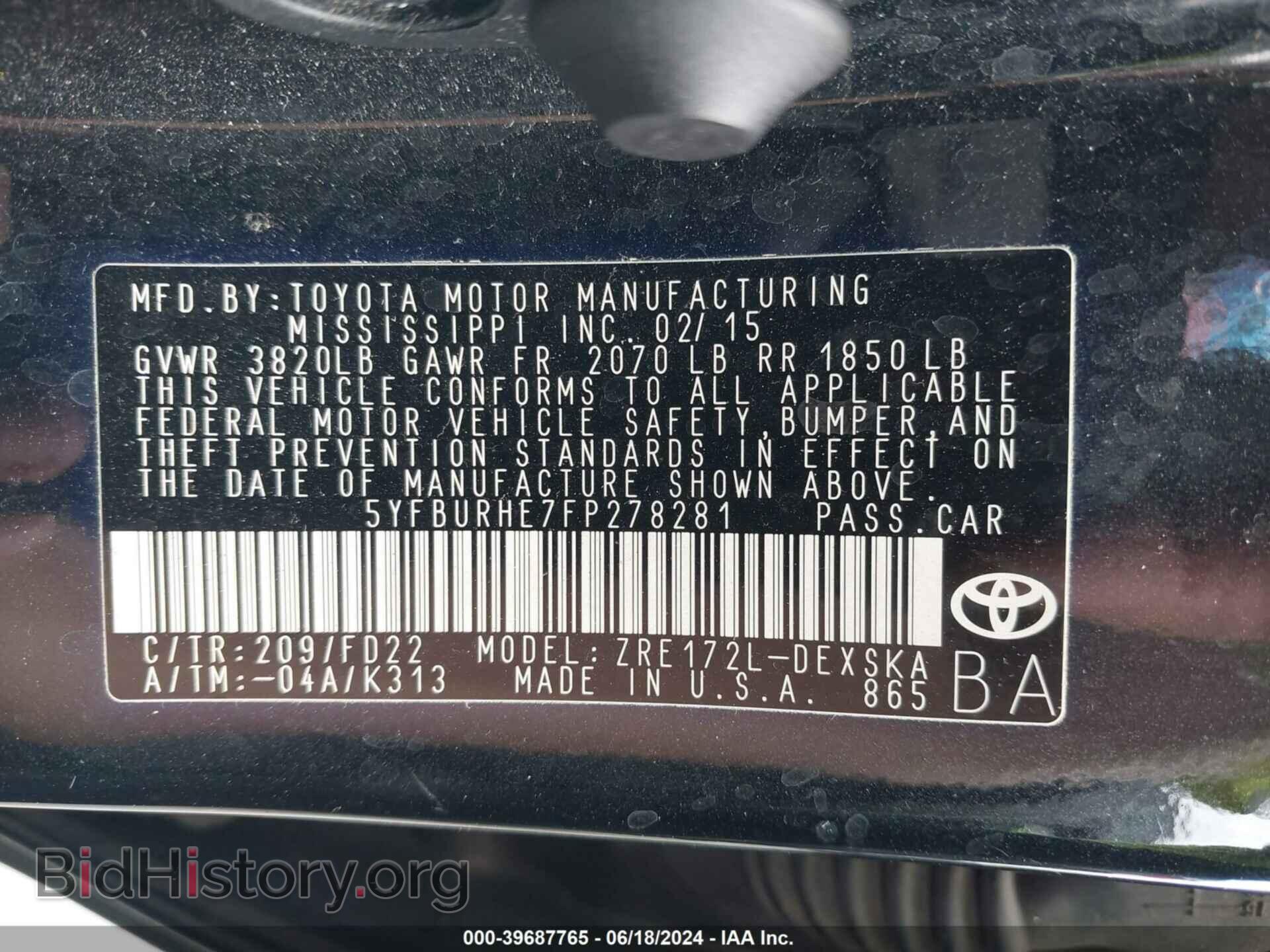 2015 TOYOTA COROLLA - VIN: 5YFBURHE7FP278281 - Photo 9