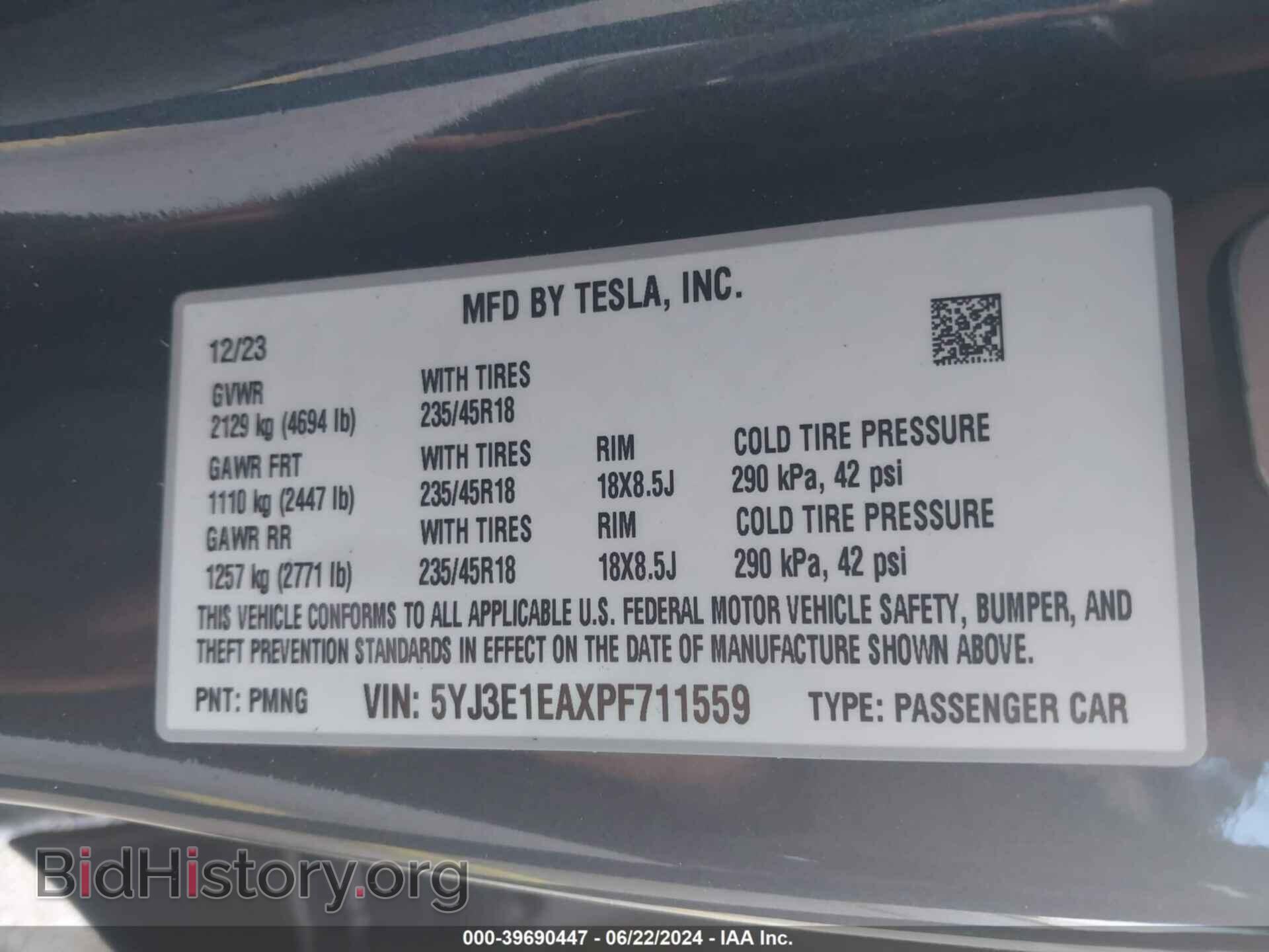 2023 TESLA MODEL 3 - VIN: 5YJ3E1EAXPF711559 - Фото 9