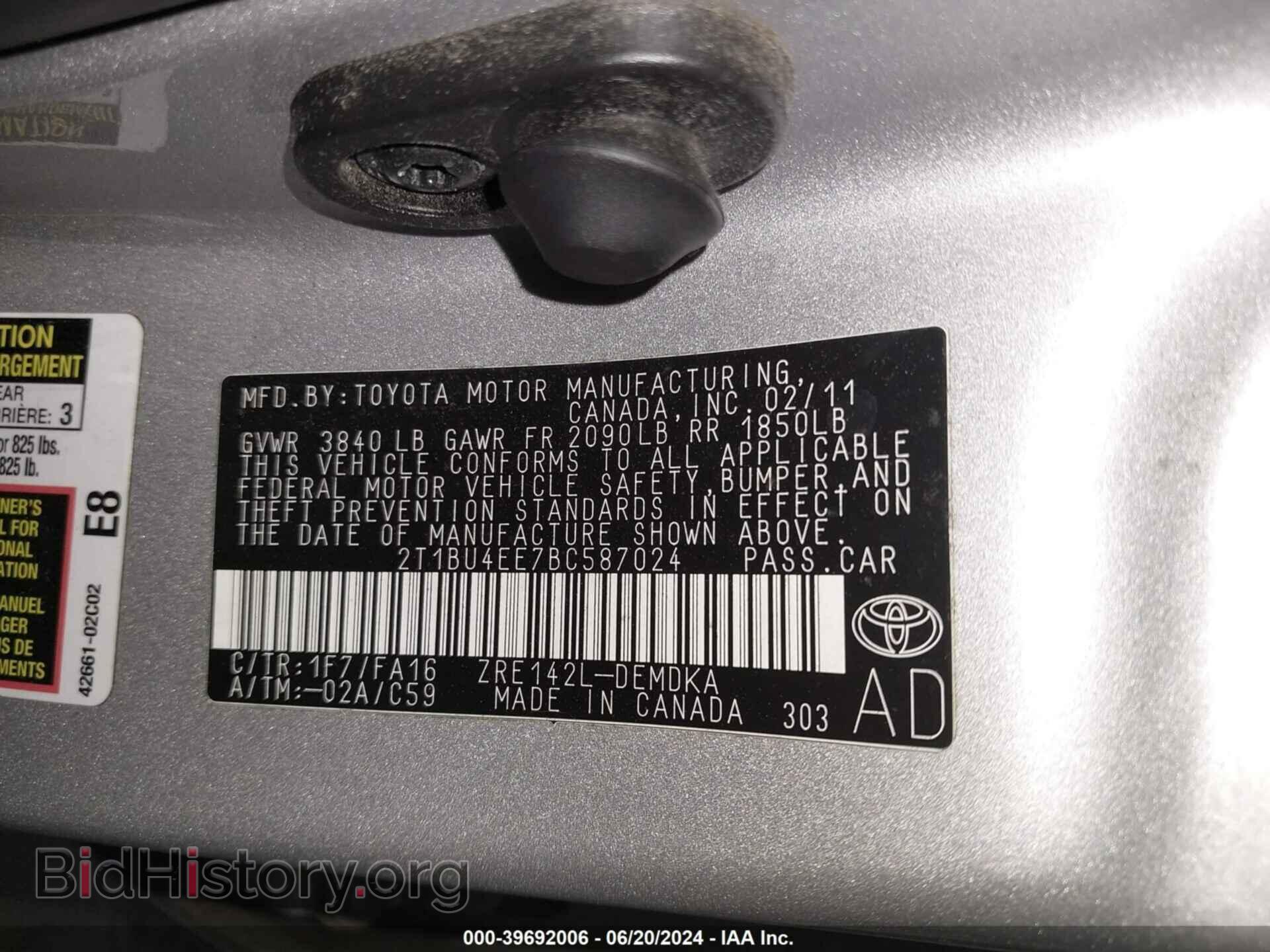 2011 TOYOTA COROLLA - VIN: 2T1BU4EE7BC587024 - Фото 9
