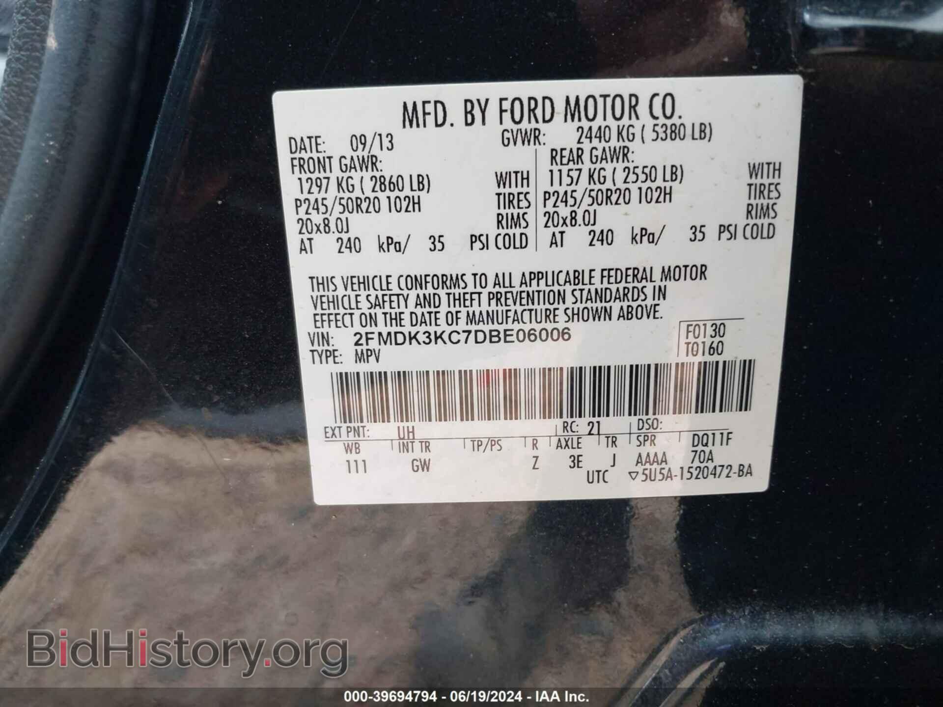 2013 FORD EDGE - VIN: 2FMDK3KC7DBE06006 - Photo 9