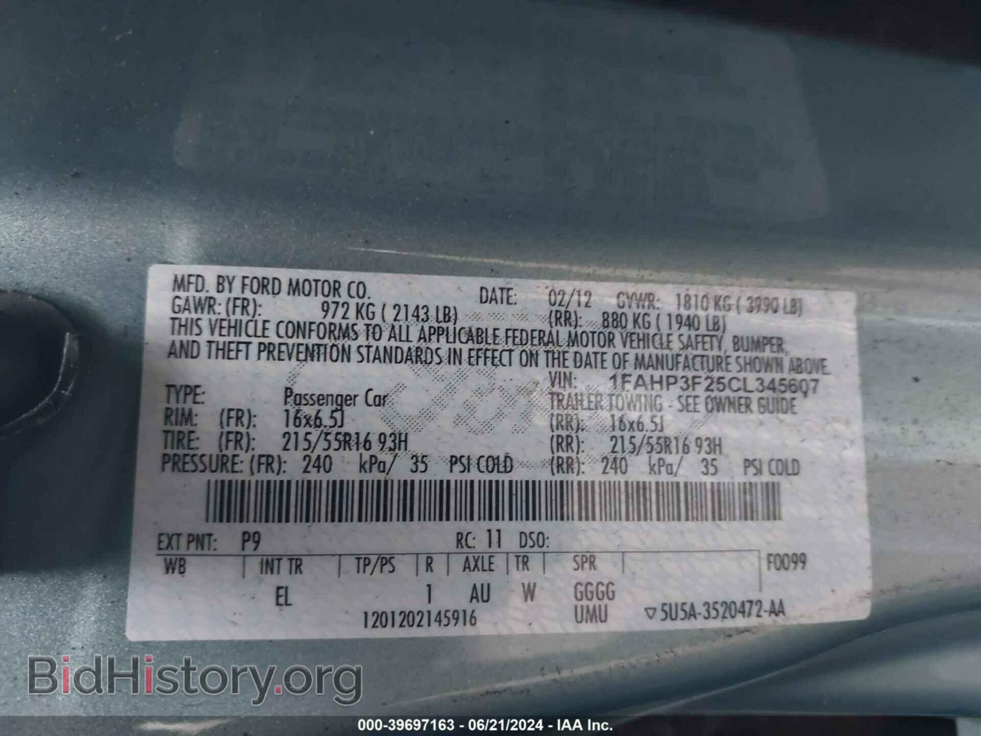 2012 FORD FOCUS - VIN: 1FAHP3F25CL345607 - Photo 9